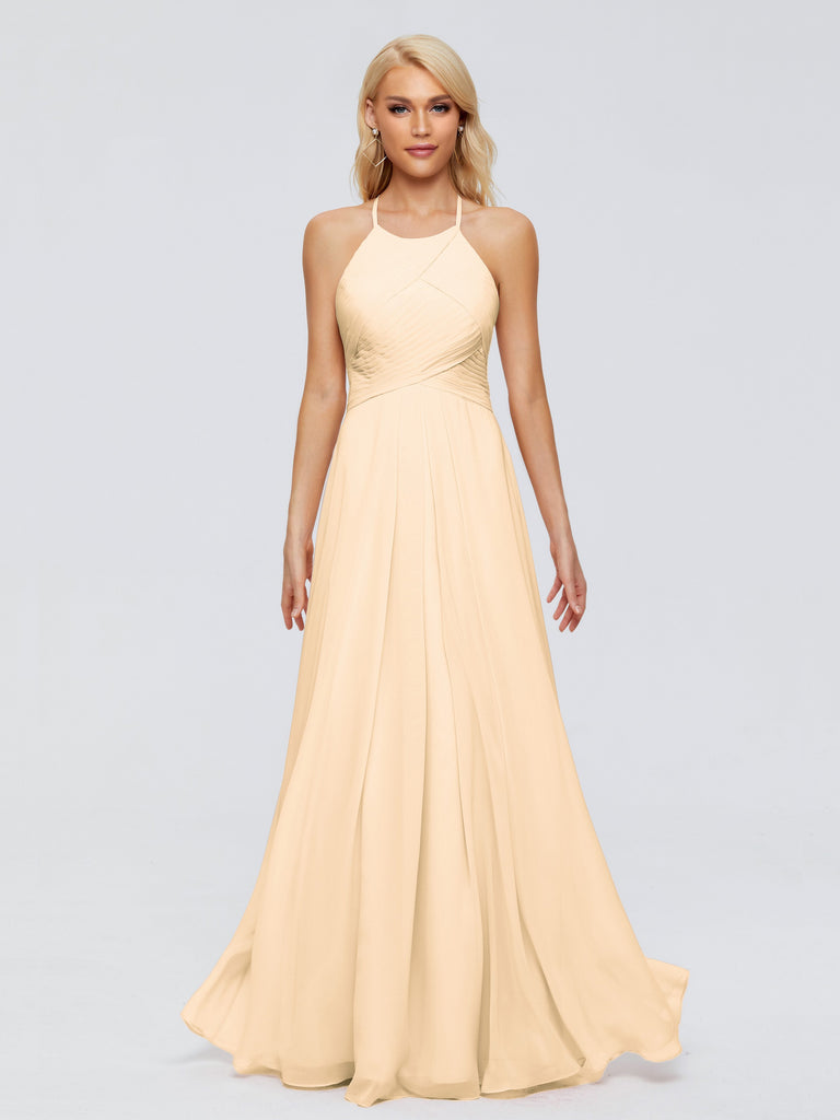 Finley A-Linie Hängehals Chiffon Brautjungfernkleider