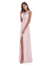 Holland Etui-Säule Bodenlange Rückenfreie Spitze/Chiffon Lange Brautjungfernkleider