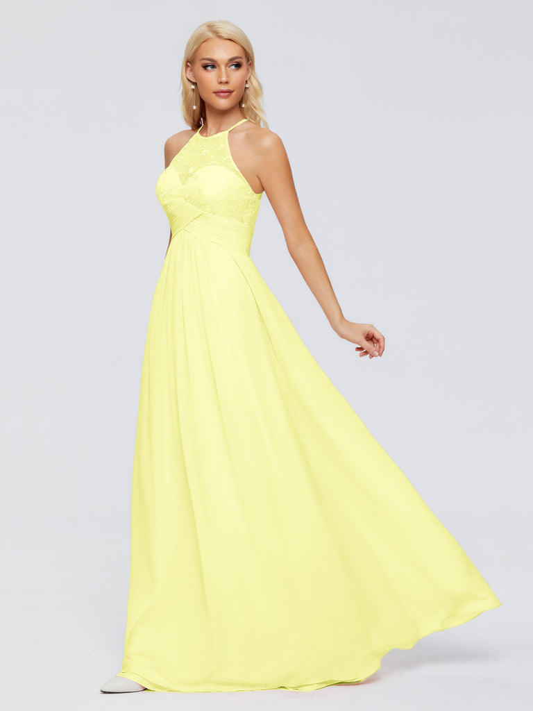 Isabel A-Linie H?ngehals Chiffon Brautjungfernkleider