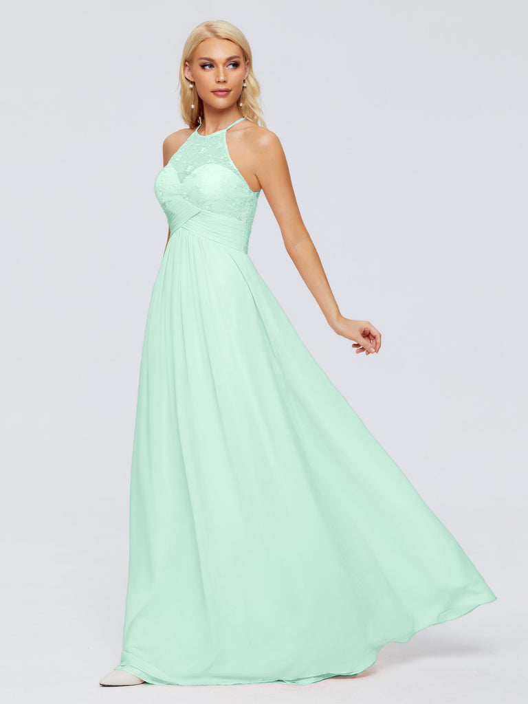 Isabel A-Linie H?ngehals Chiffon Brautjungfernkleider
