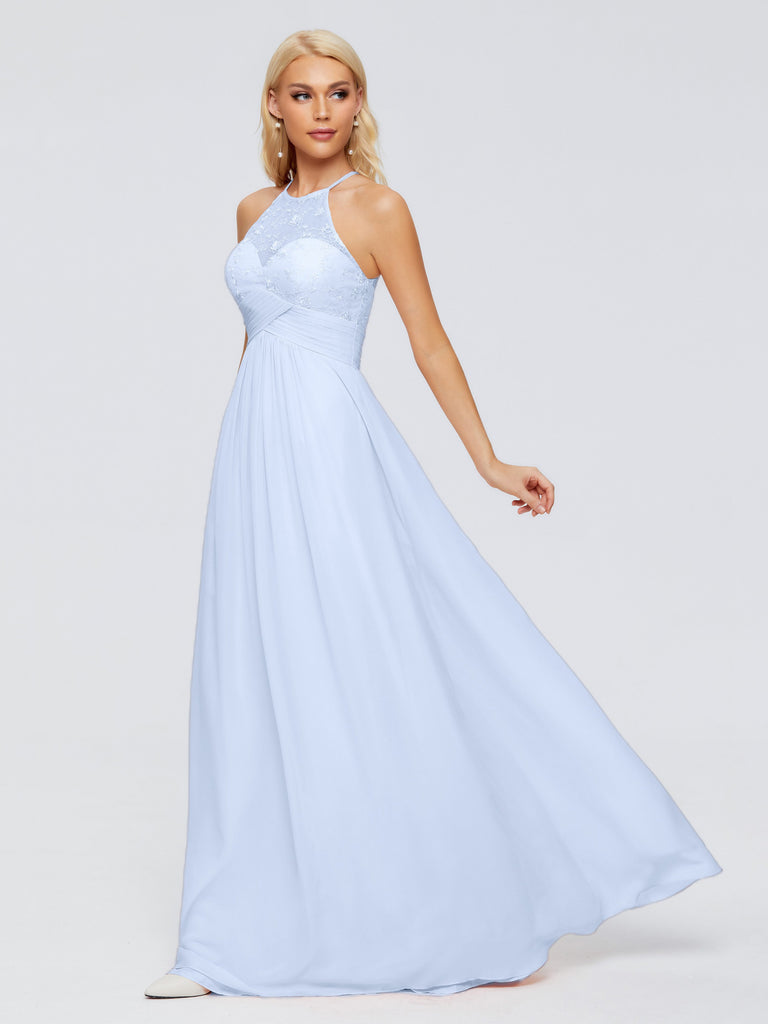 Isabel A-Linie H?ngehals Chiffon Brautjungfernkleider