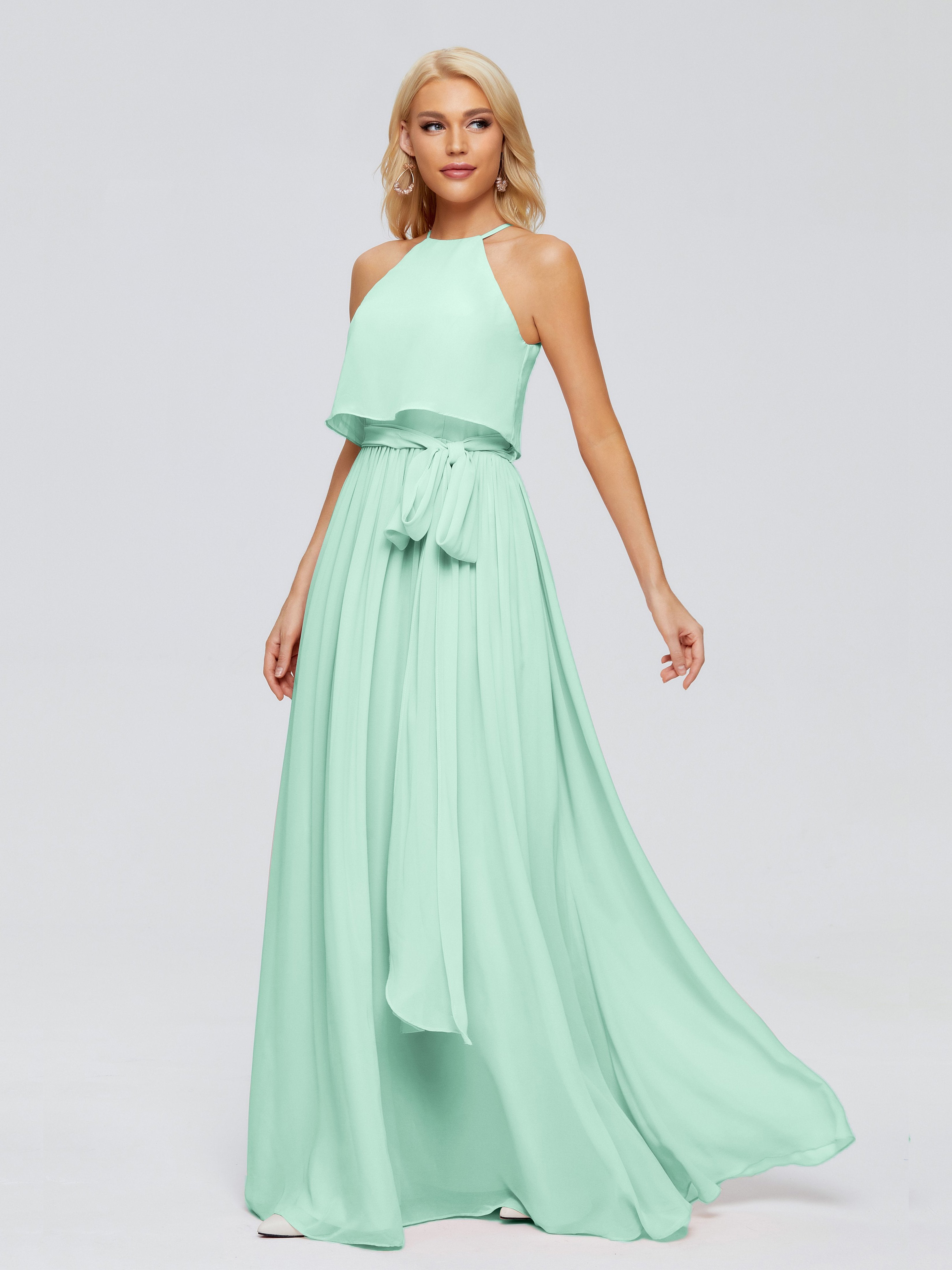 Jade A-Linie Hängehals Chiffon Brautjungfernkleider