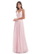 Jazlynn A-Linie Bodenlange Spaghetti-Trägern Chiffon Lange Brautjungfernkleider