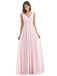 Kailee A-Linie Bodenlange V-Ausschnitt Chiffon Lange Brautjungfernkleider