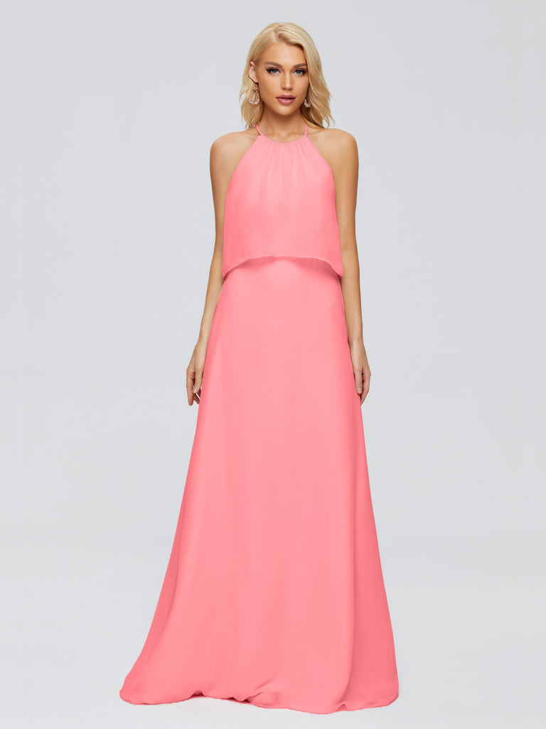 Liliana Column Hängehals Chiffon Brautjungfernkleider
