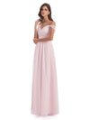 Marjorie A-Linie Bodenlange Schulterfreie Spitze/Chiffon Lange Brautjungfernkleider
