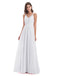 Nathalia A-Linie Bodenlange V-Ausschnitt Spitze/Chiffon Lange Brautjungfernkleider