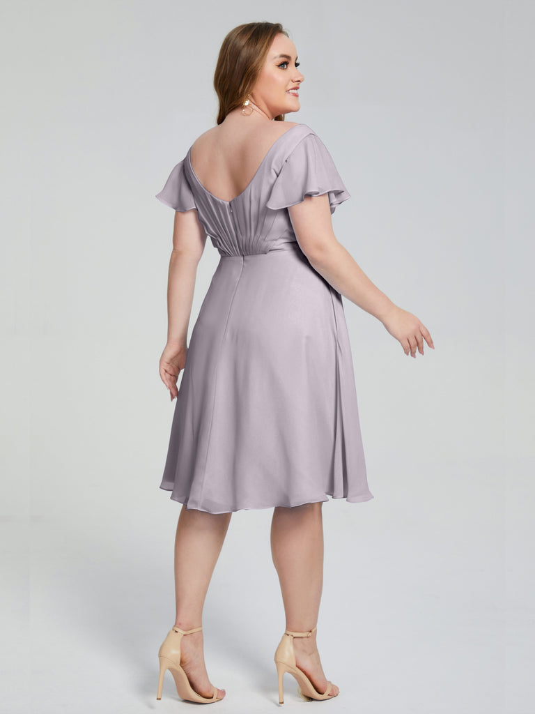 Alina Kurze Ärmel Chiffon Brautjungfernkleider in Übergröße