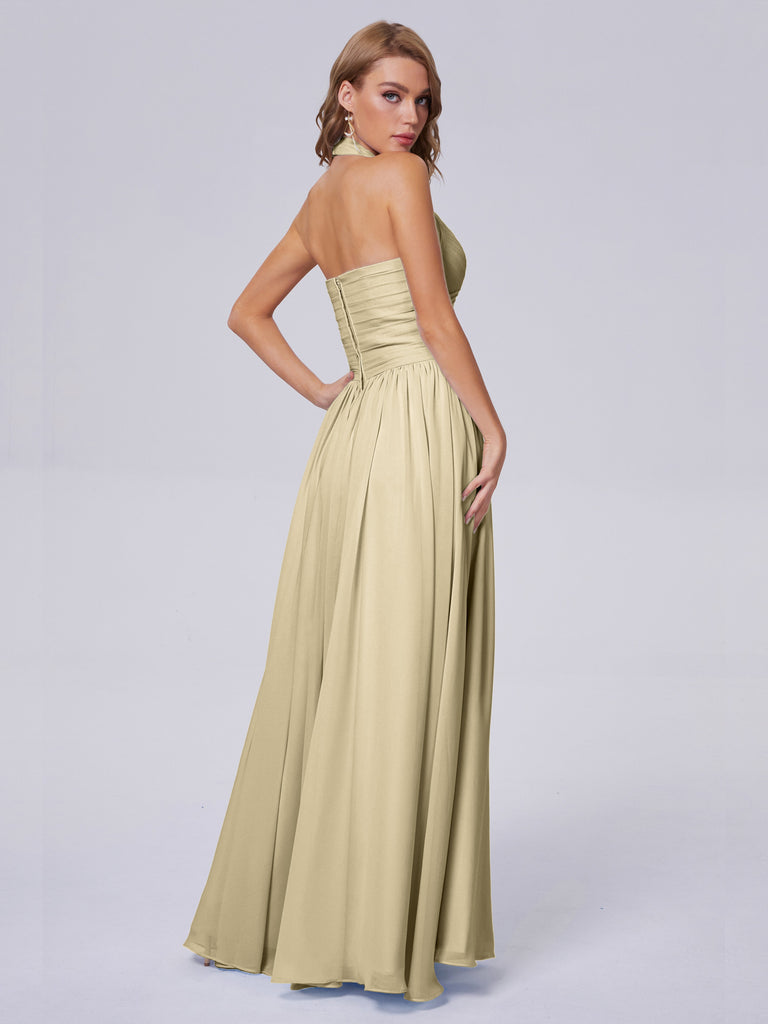 Amaya Atemberaubende Neckholder-Chiffon-Brautjungfernkleider