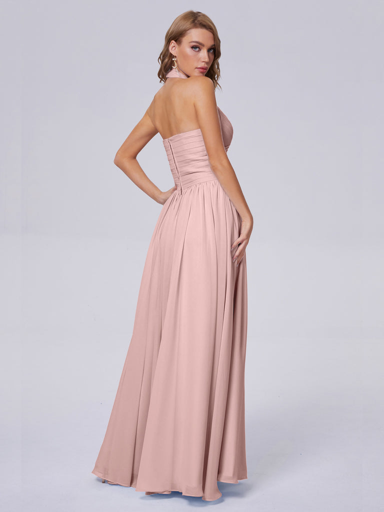 Amaya Atemberaubende Neckholder-Chiffon-Brautjungfernkleider