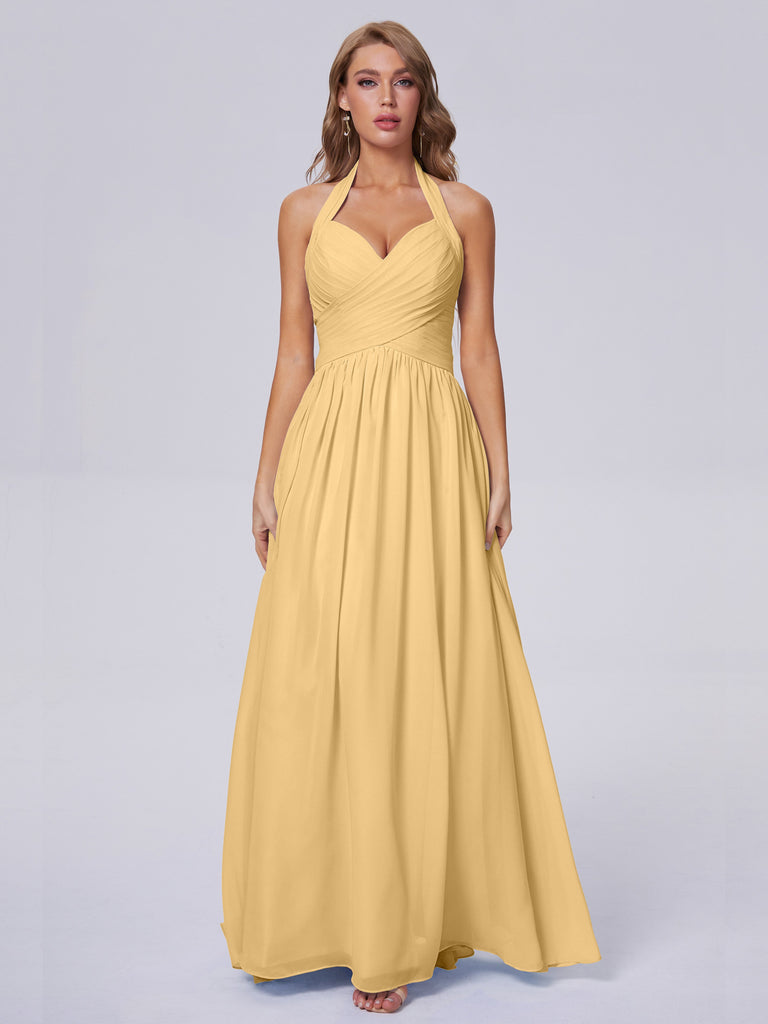 Amaya Atemberaubende Neckholder-Chiffon-Brautjungfernkleider