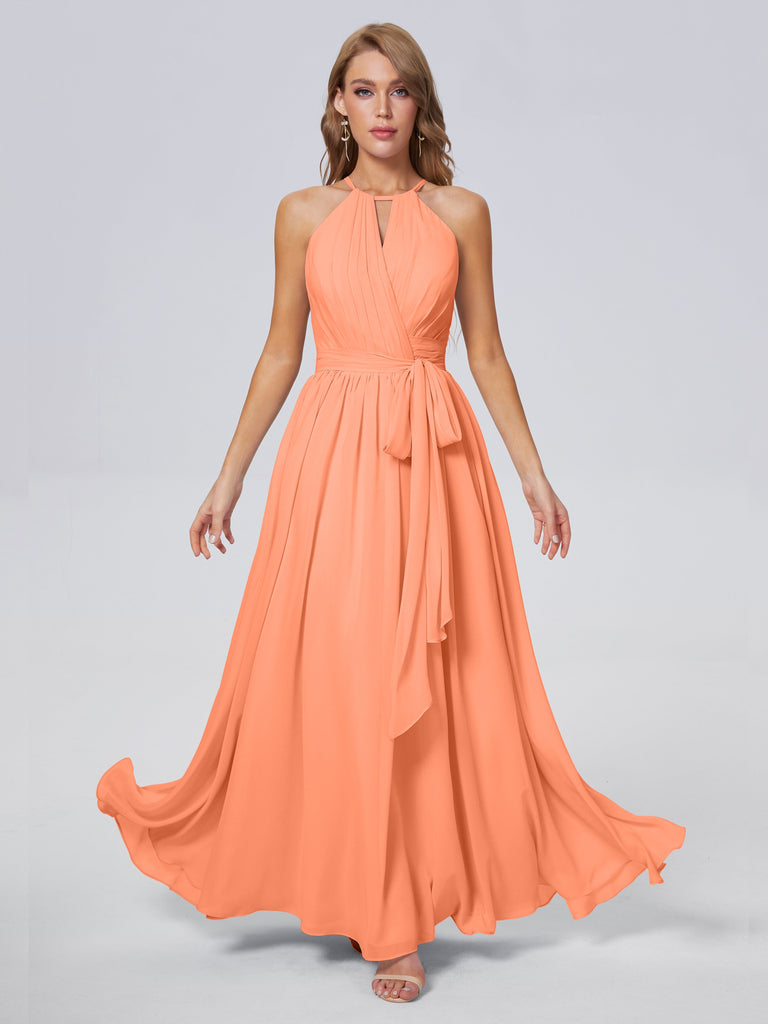 Amy Brilliant Neckholder-Chiffon-Brautjungfernkleider