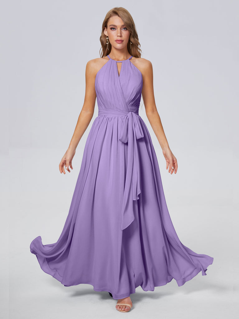 Amy Brilliant Neckholder-Chiffon-Brautjungfernkleider