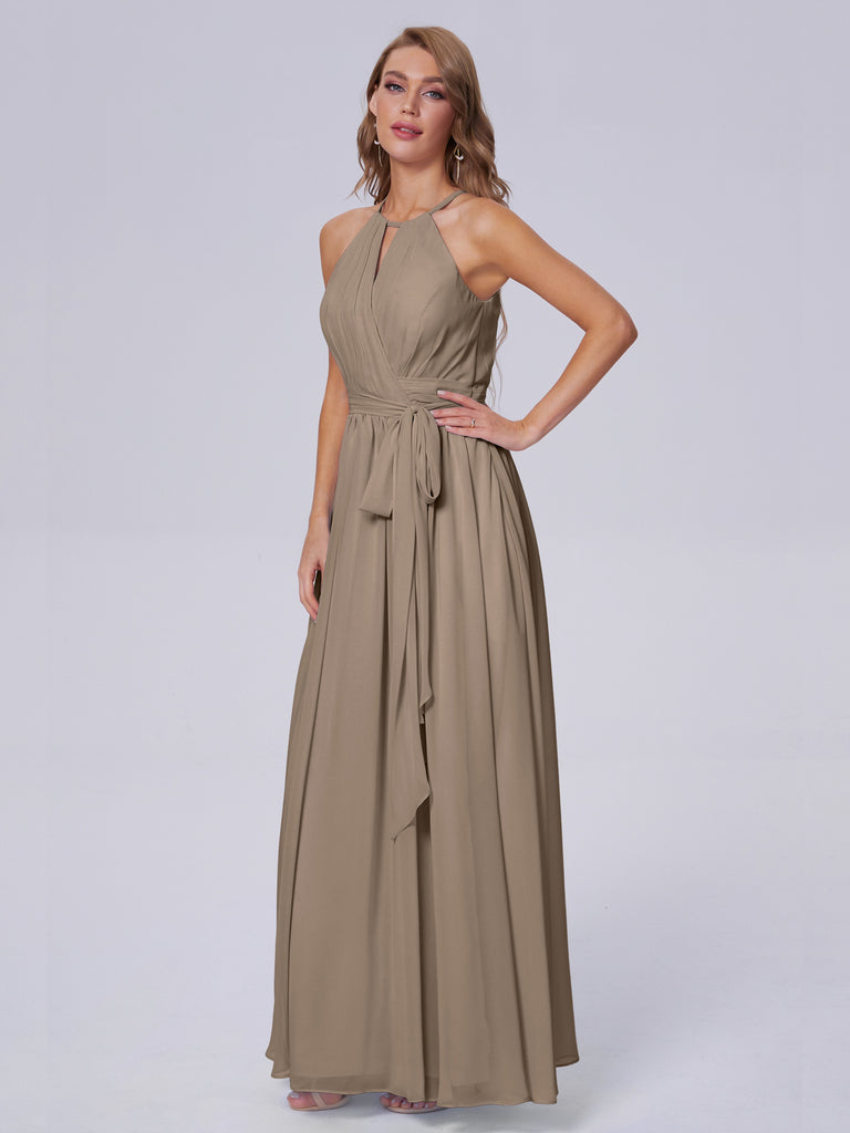 Amy Brilliant Neckholder-Chiffon-Brautjungfernkleider