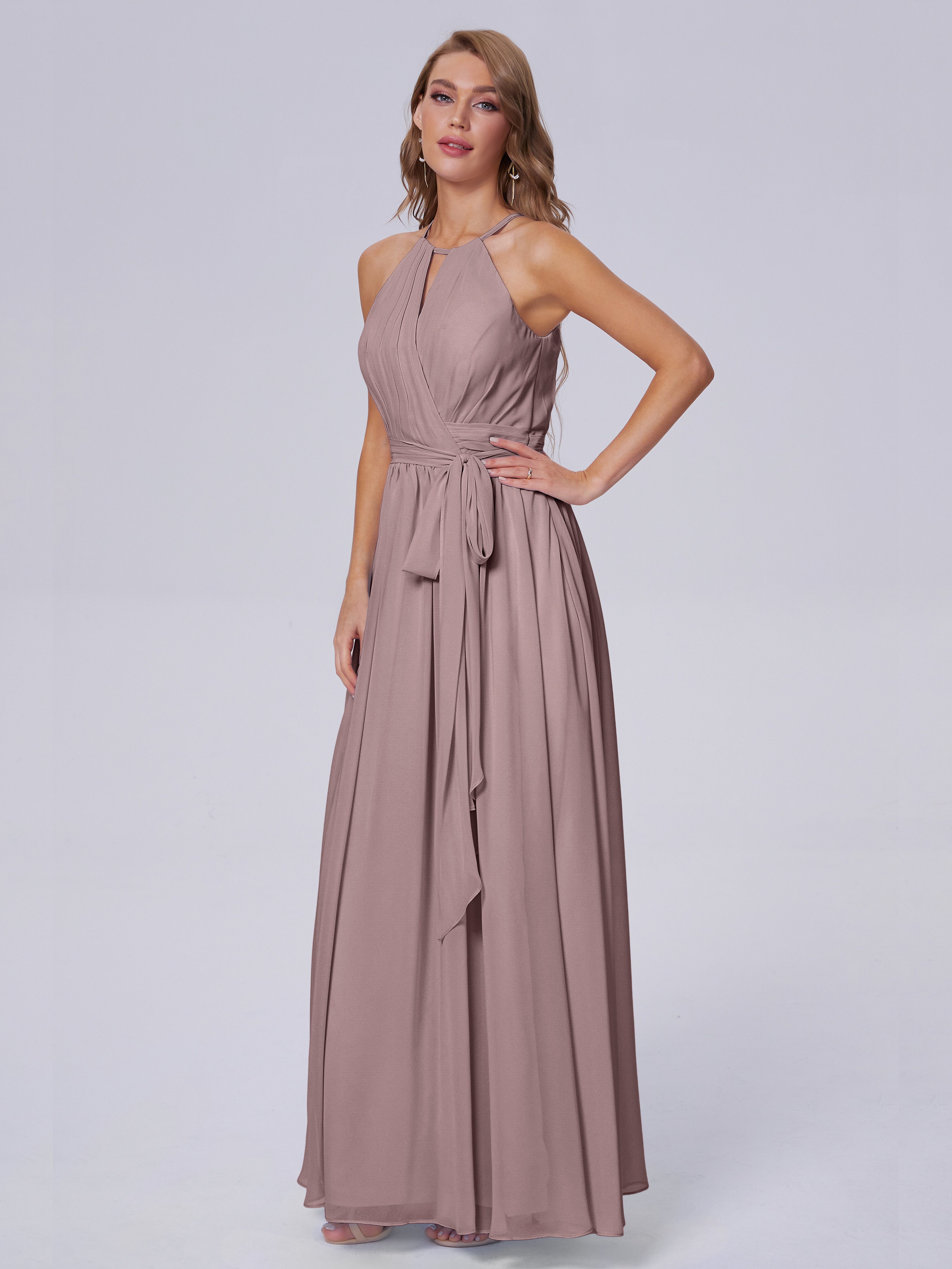 Amy Brilliant Neckholder-Chiffon-Brautjungfernkleider