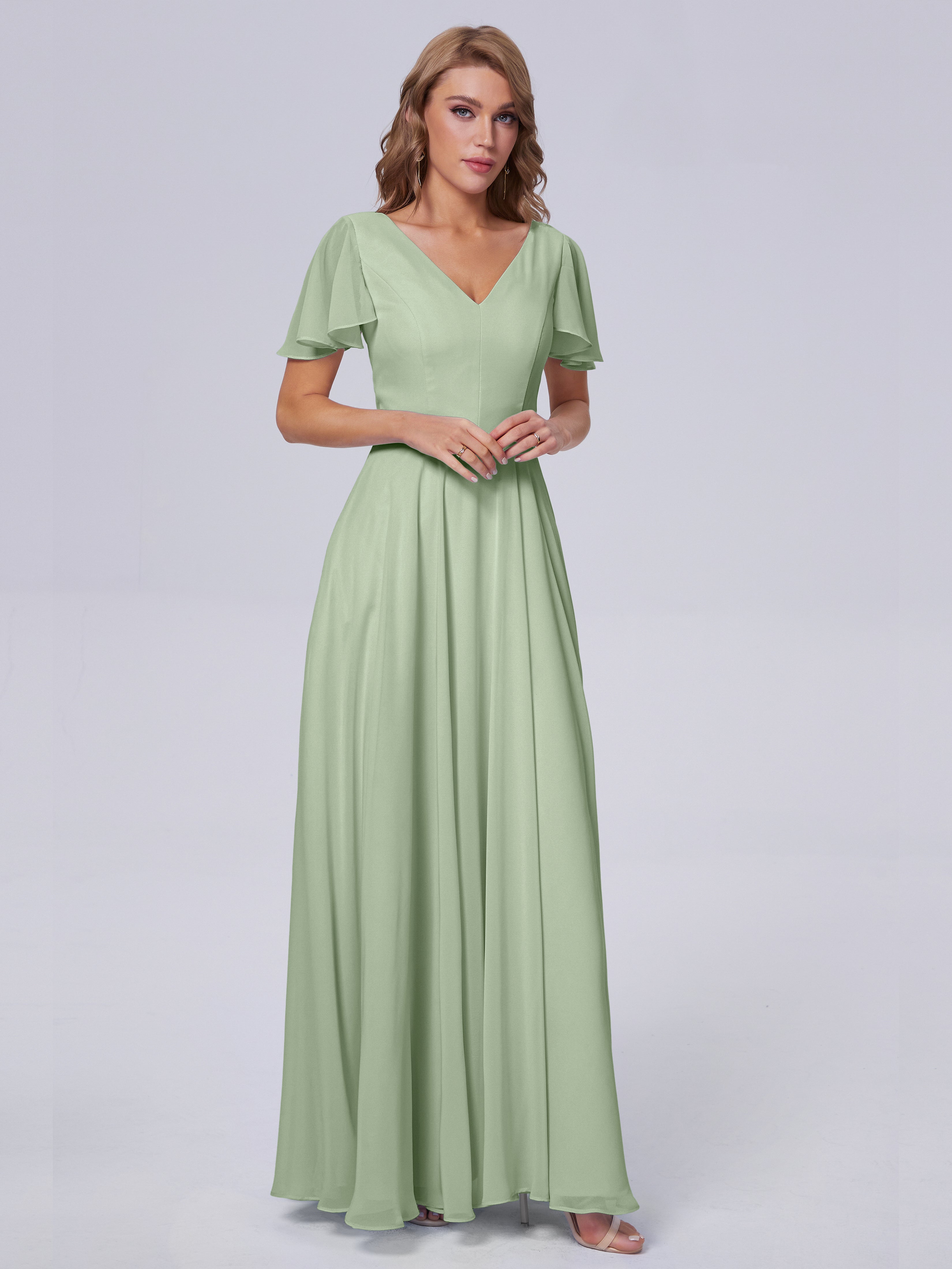 Anastasia Kurze Ärmel Chiffon Brautjungfernkleider