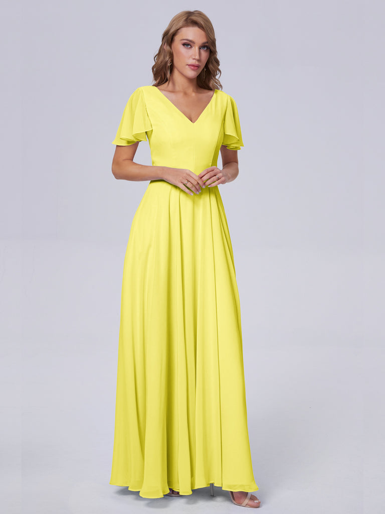 Anastasia Kurze Ärmel Chiffon Brautjungfernkleider