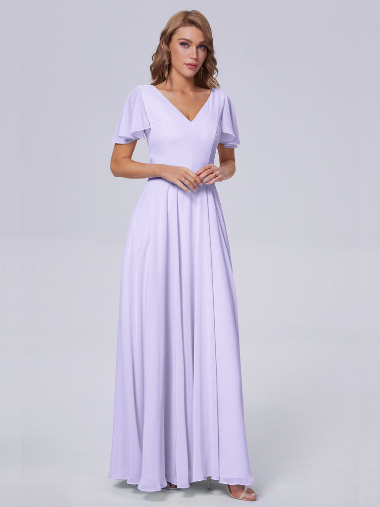 Anastasia Kurze Ärmel Chiffon Brautjungfernkleider
