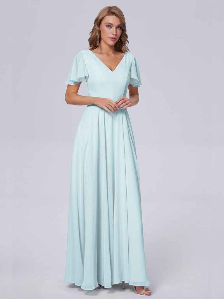 Anastasia Kurze Ärmel Chiffon Brautjungfernkleider
