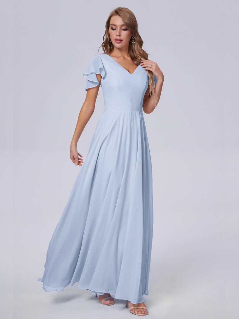 Anastasia Kurze Ärmel Chiffon Brautjungfernkleider