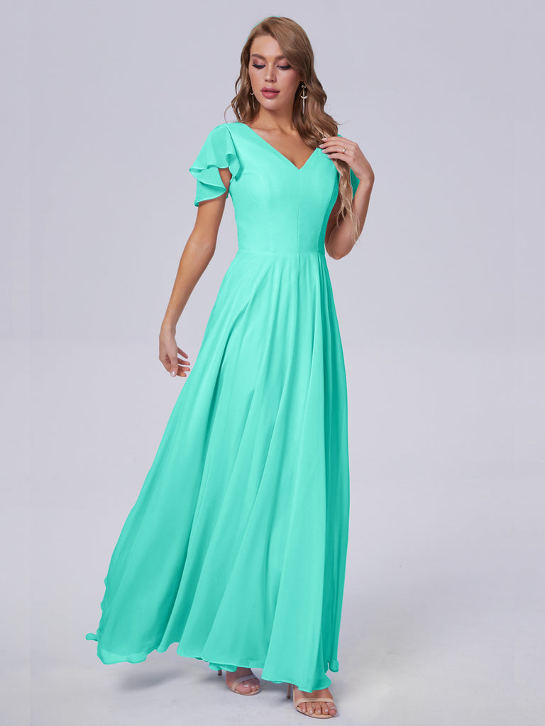 Anastasia Kurze Ärmel Chiffon Brautjungfernkleider