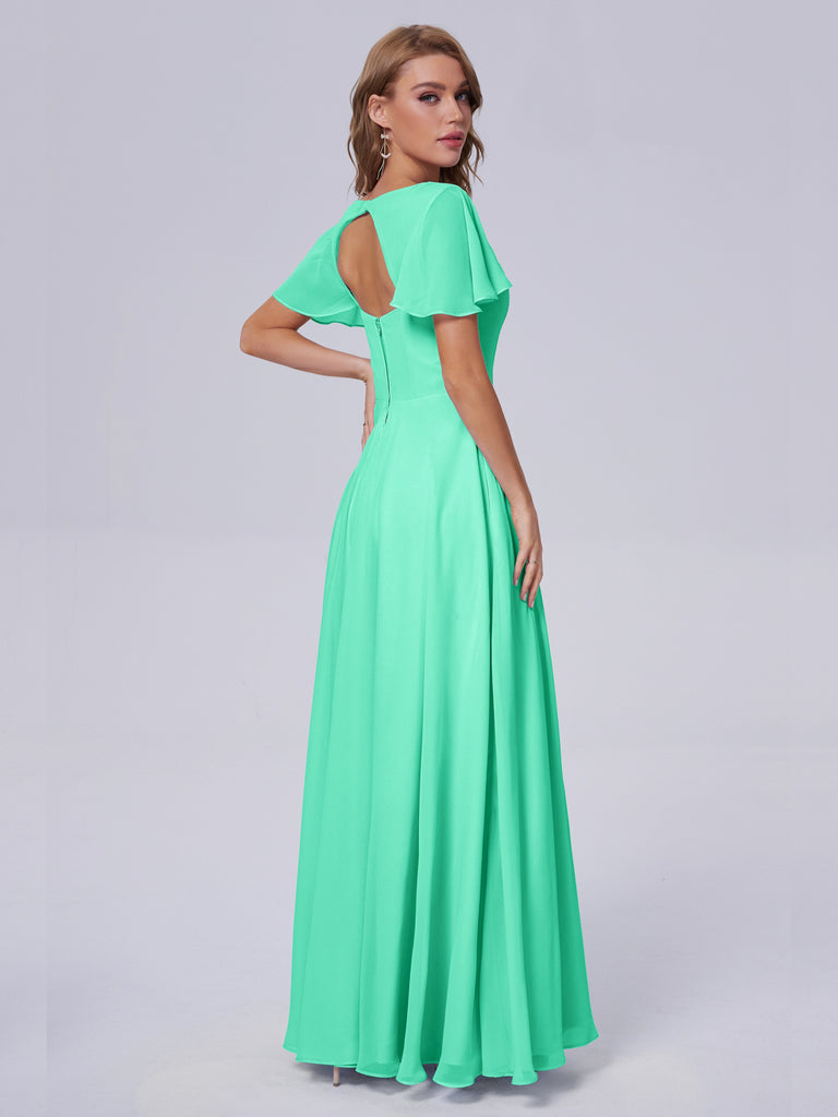 Anastasia Kurze Ärmel Chiffon Brautjungfernkleider