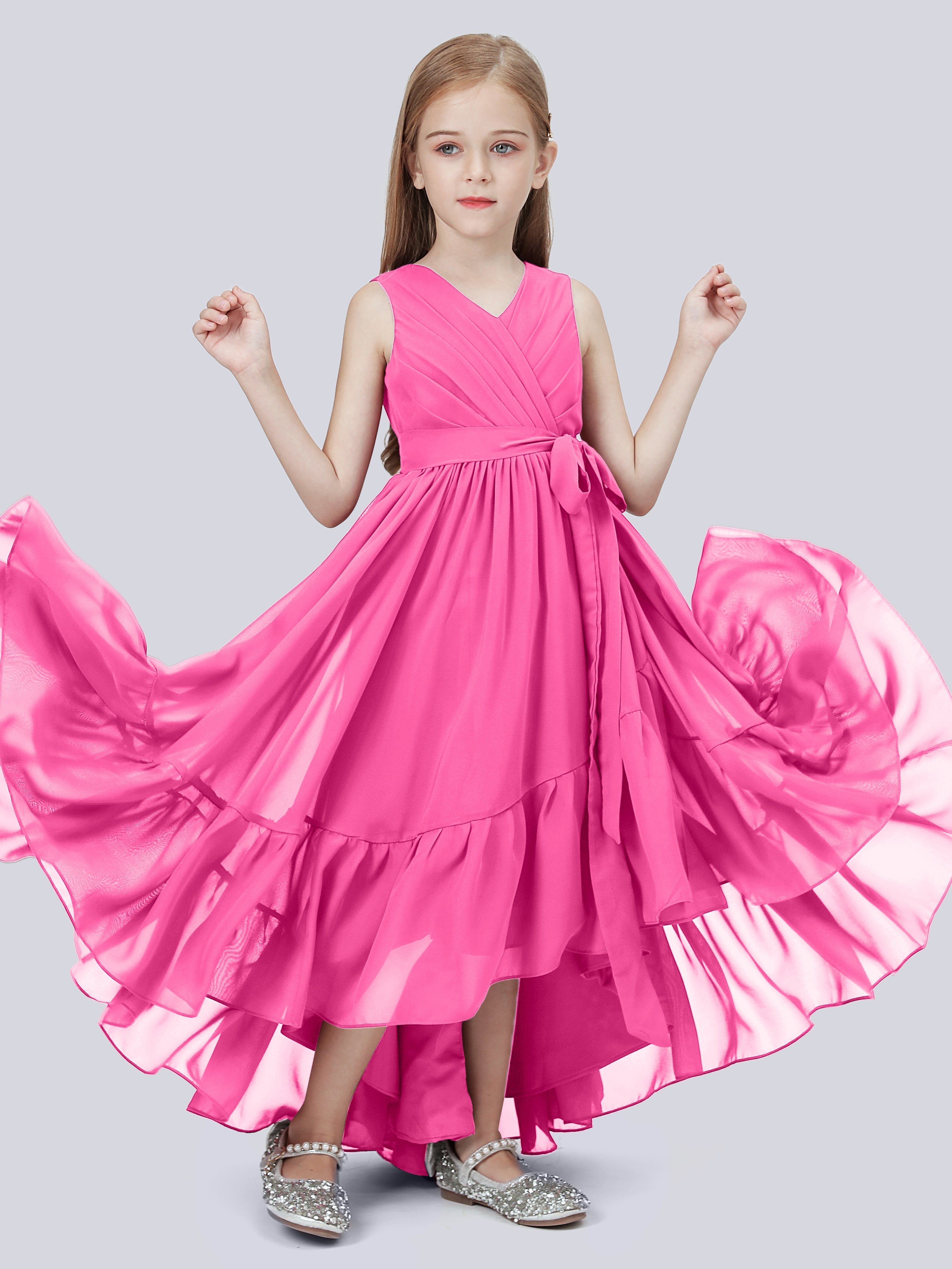 High-Low Chiffon Kleid für Junge Brautjungfern