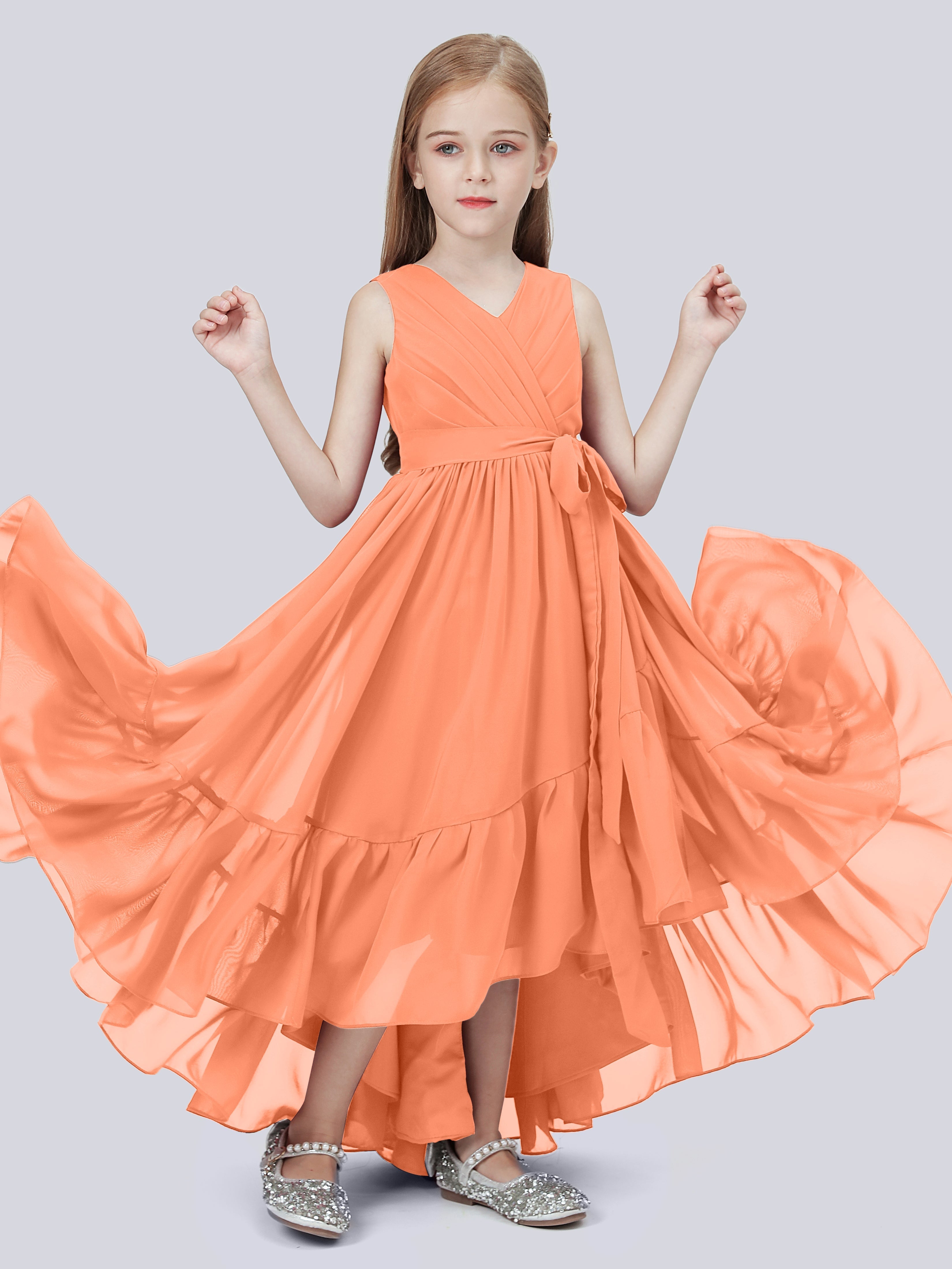 High-Low Chiffon Kleid für Junge Brautjungfern