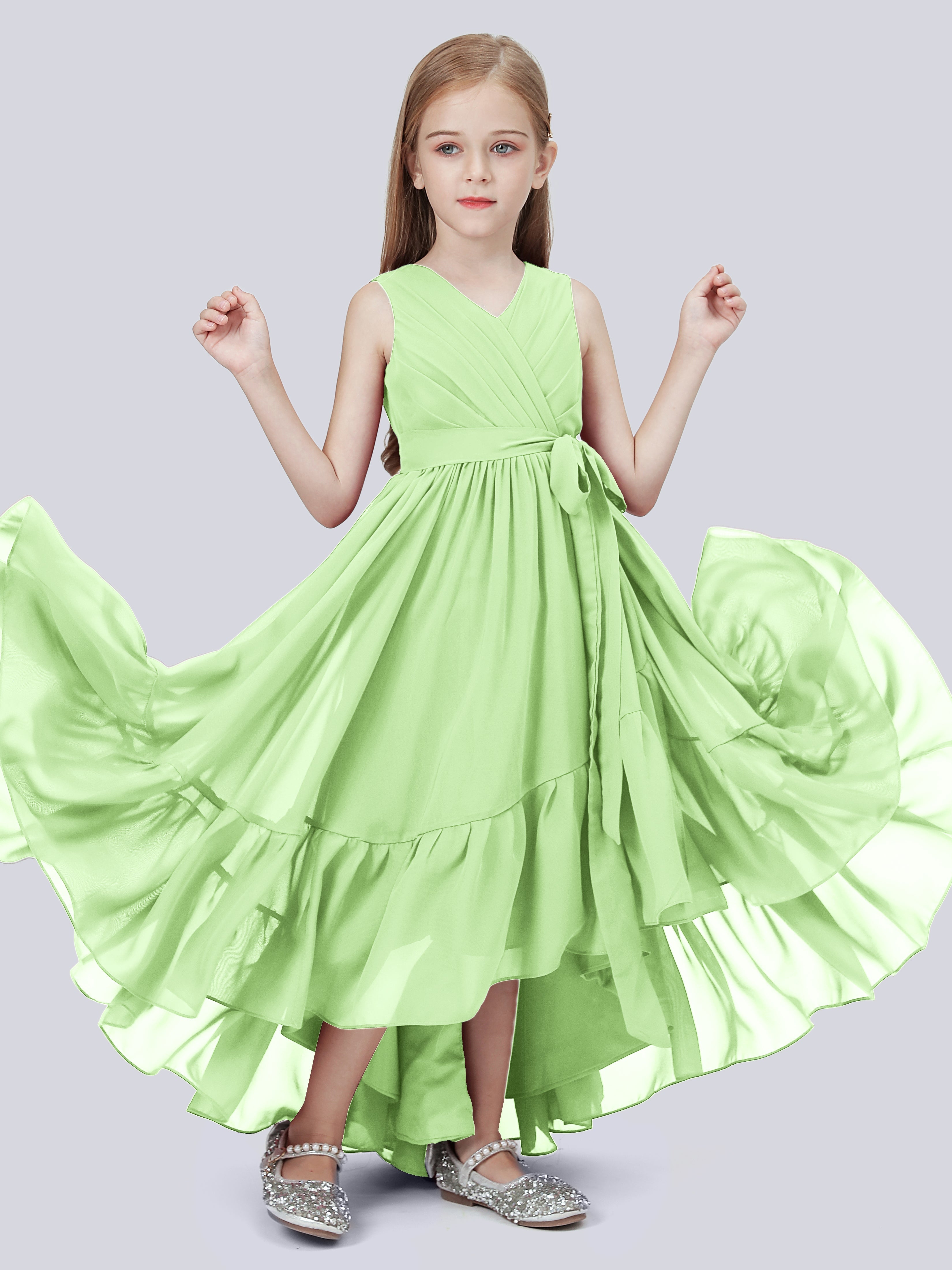 High-Low Chiffon Kleid für Junge Brautjungfern