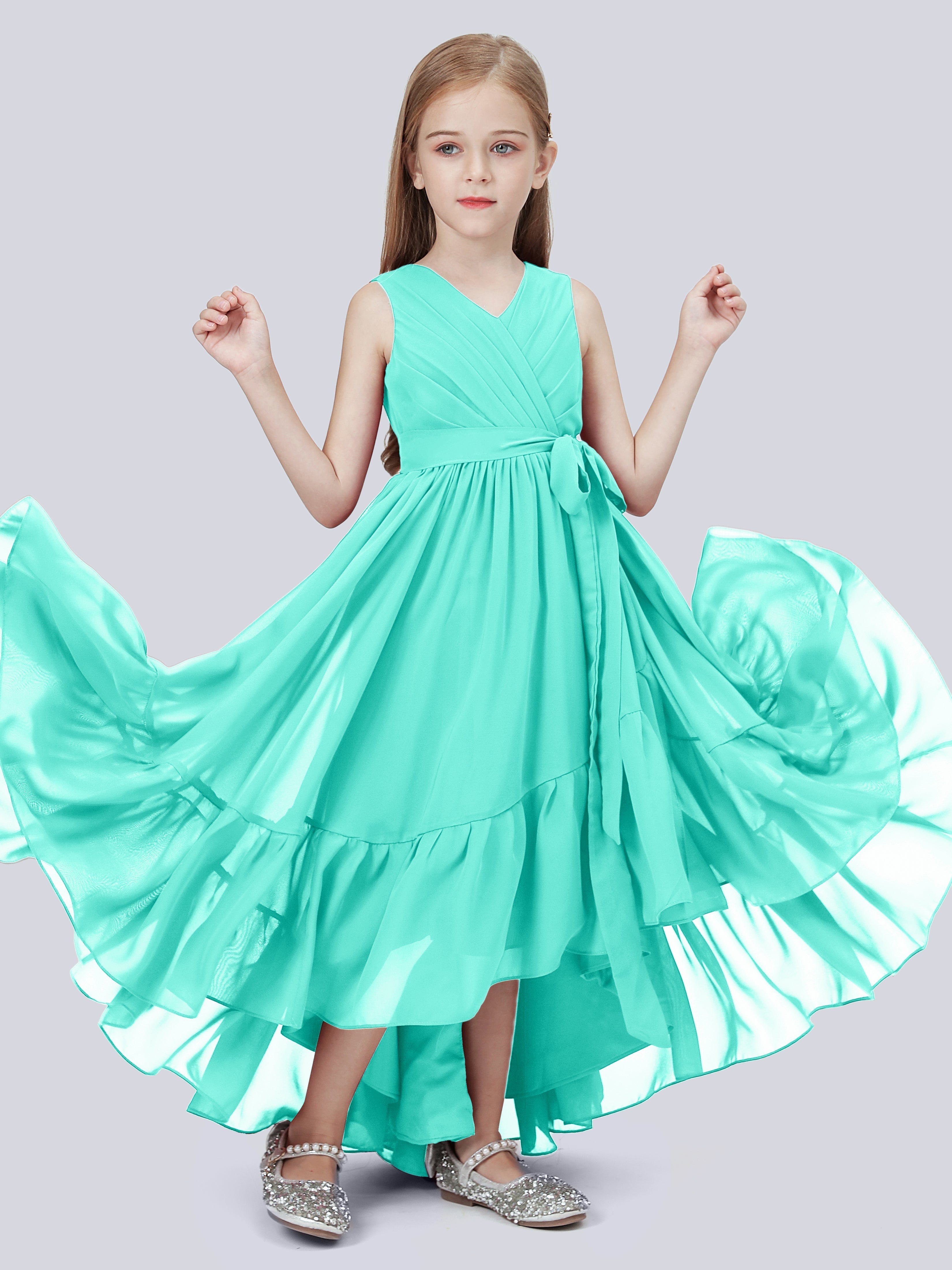 High-Low Chiffon Kleid für Junge Brautjungfern