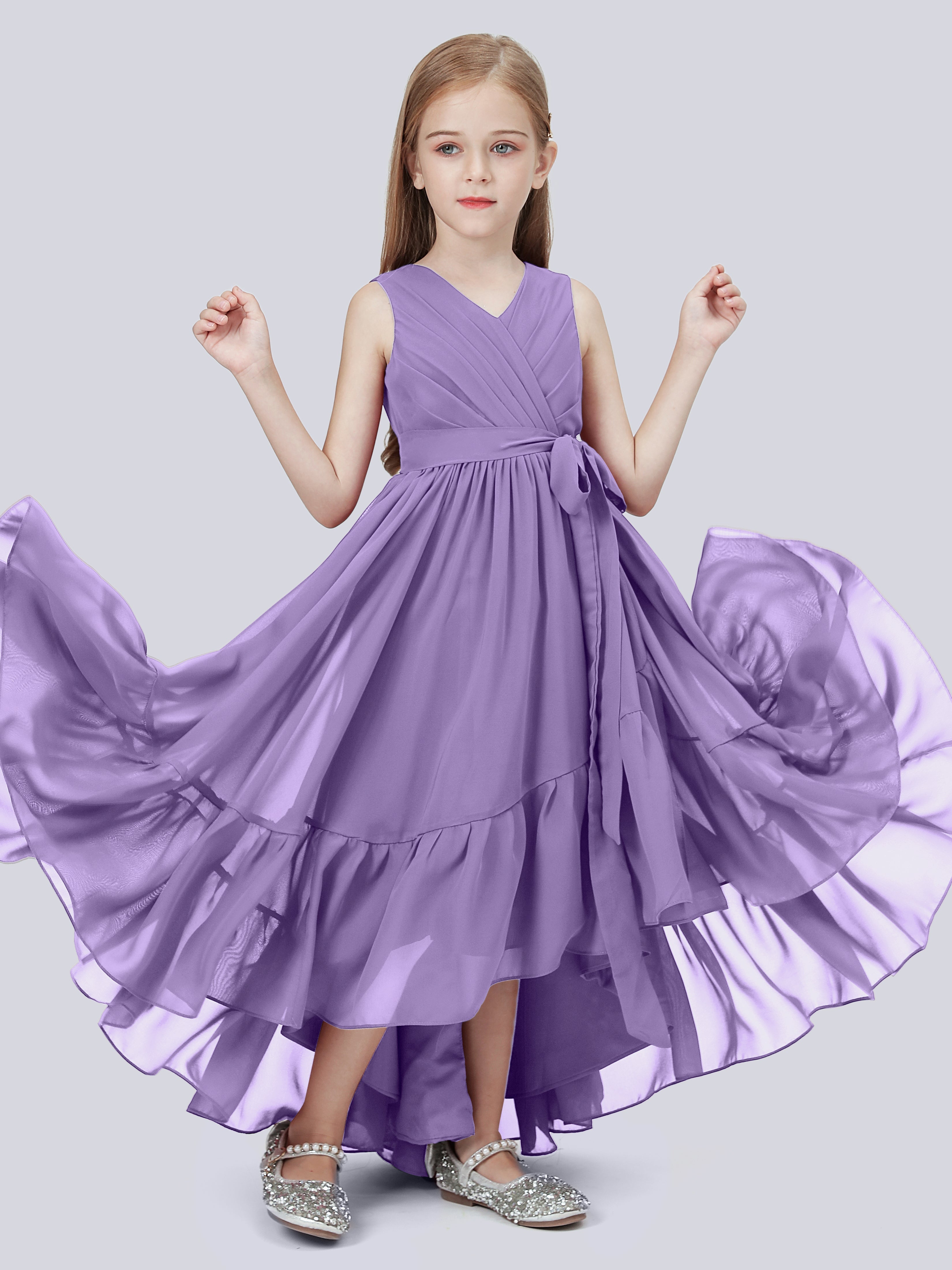 High-Low Chiffon Kleid für Junge Brautjungfern