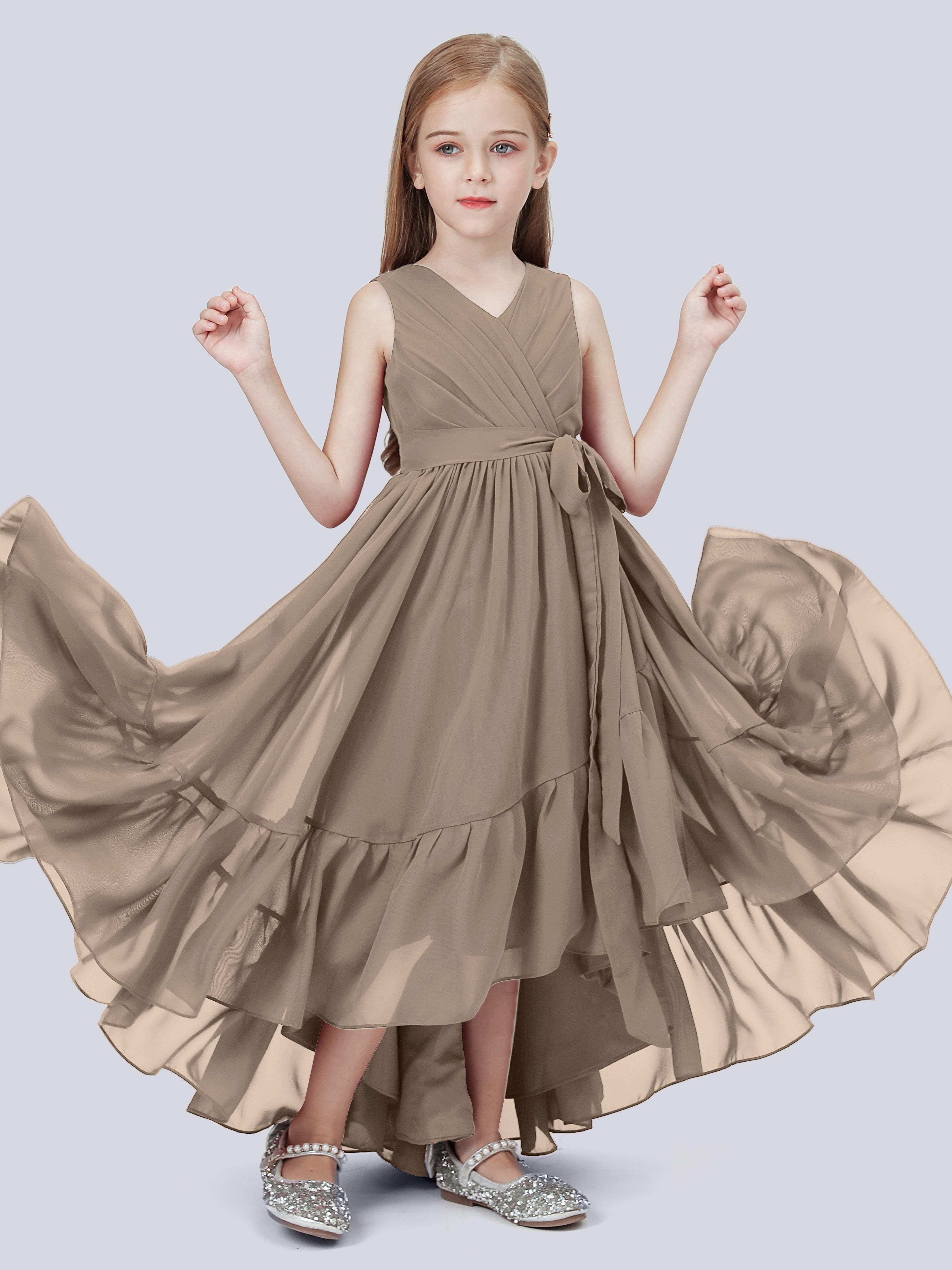 High-Low Chiffon Kleid für Junge Brautjungfern