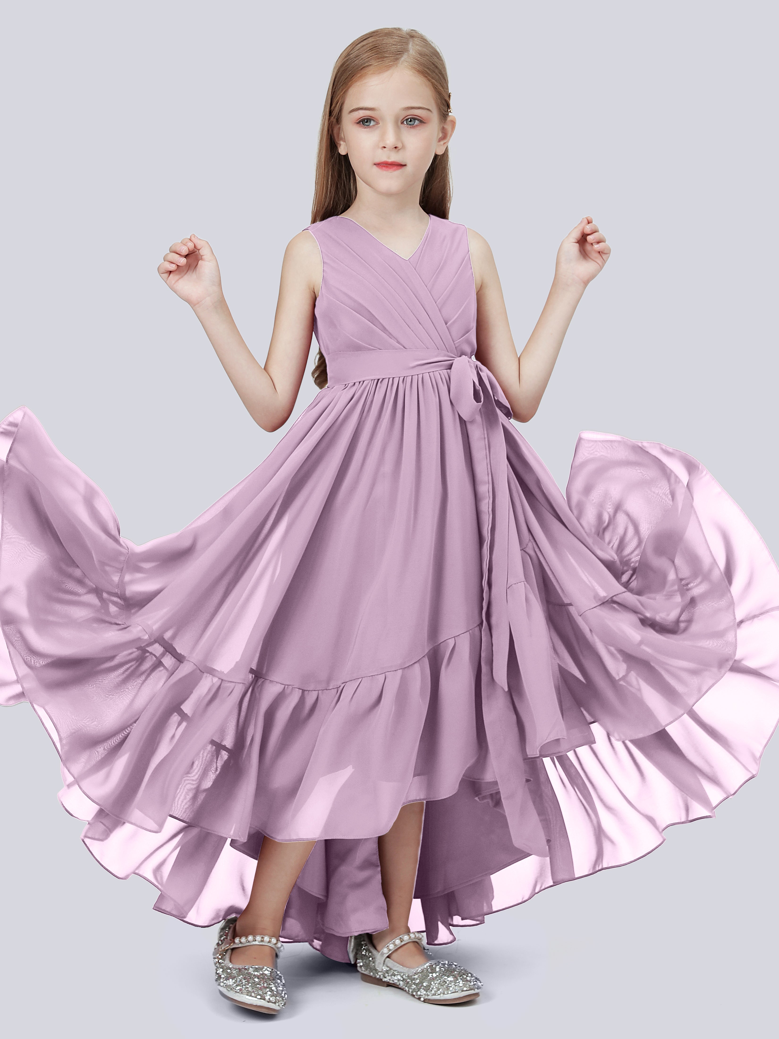 High-Low Chiffon Kleid für Junge Brautjungfern