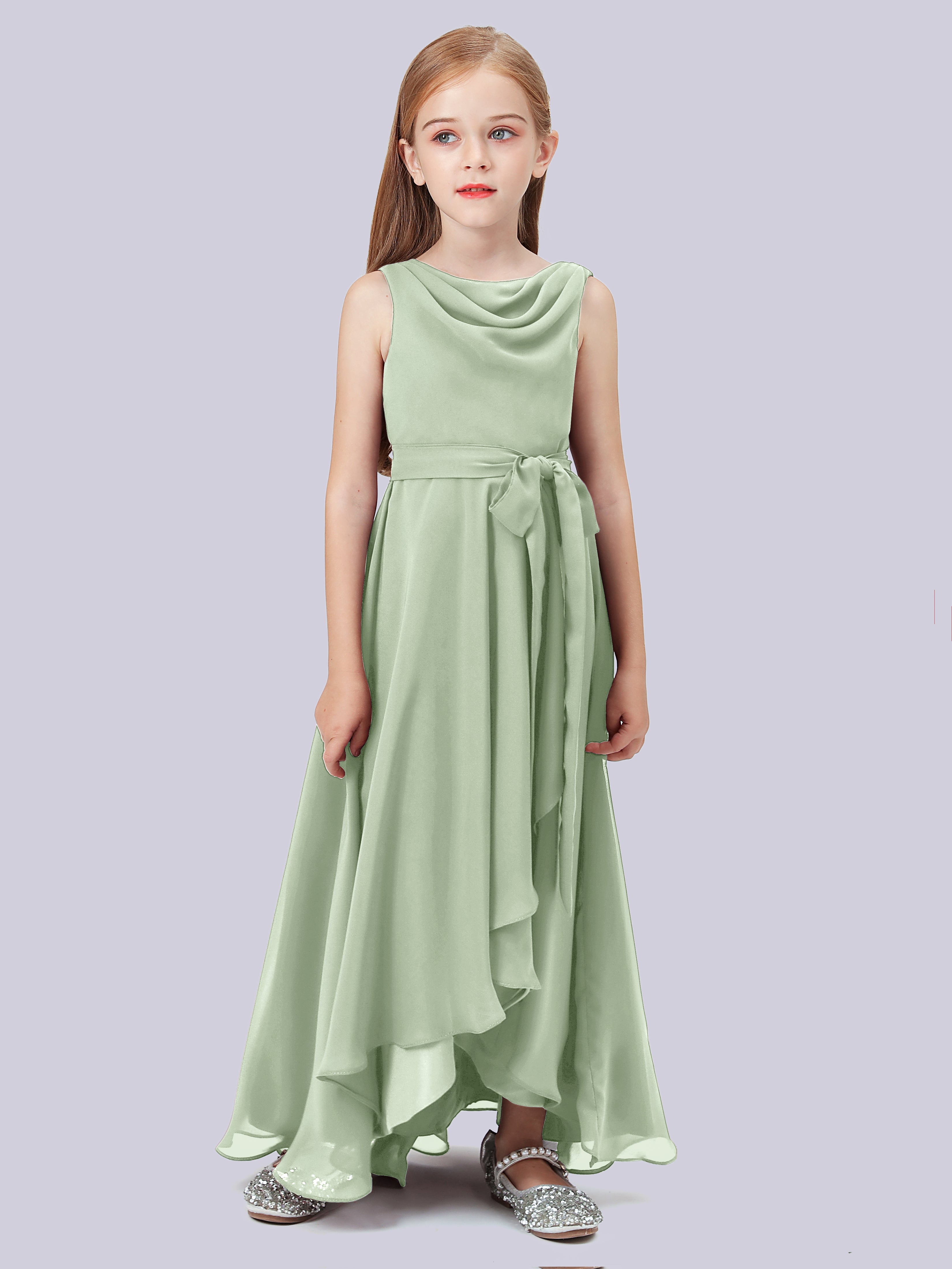 Wasserfall Ausschnitt Kleid für Junge Brautjungfern mit Cascade