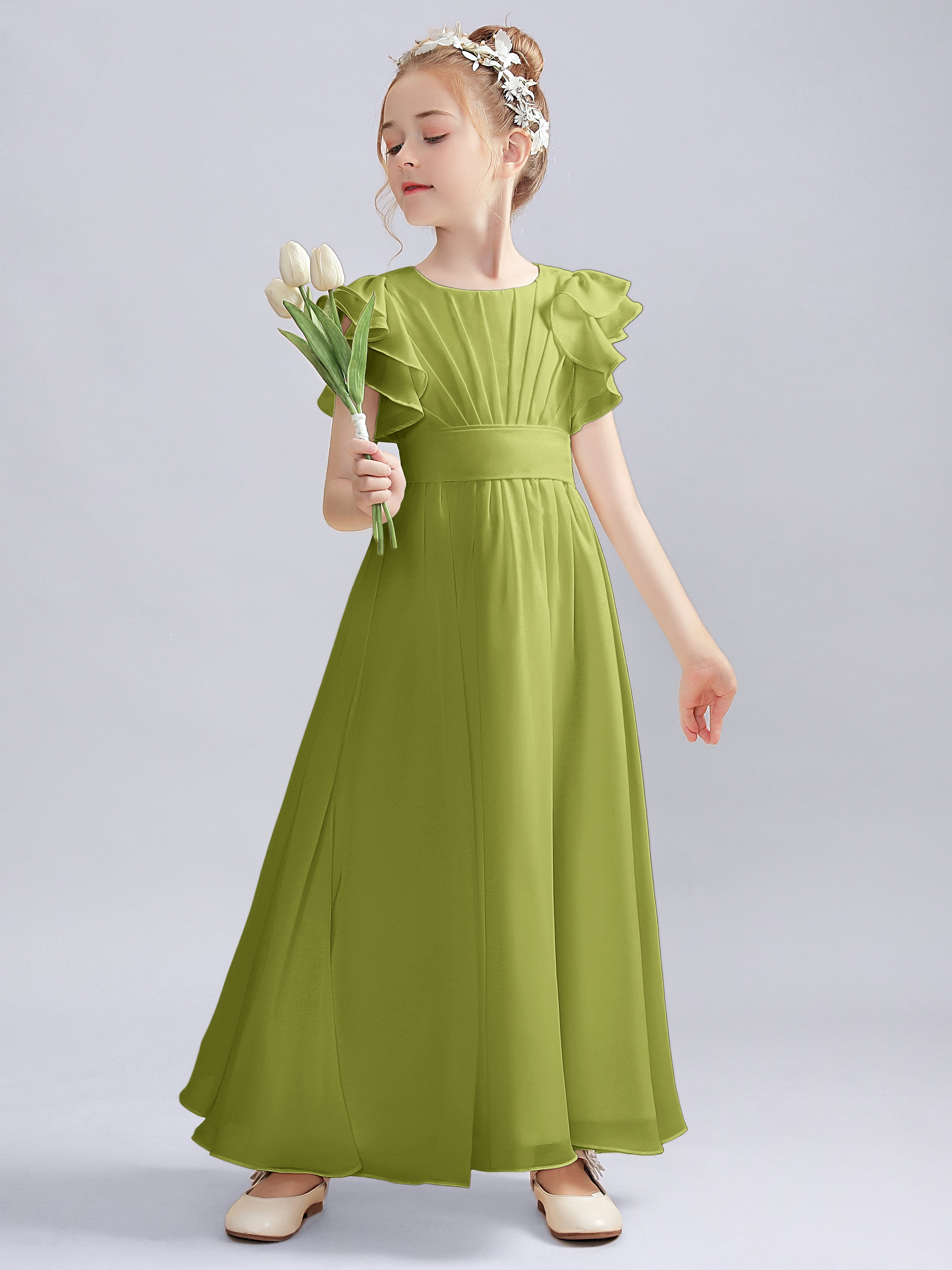 Flutter Crinkle Chiffon Kleid für Junge Brautjungfern