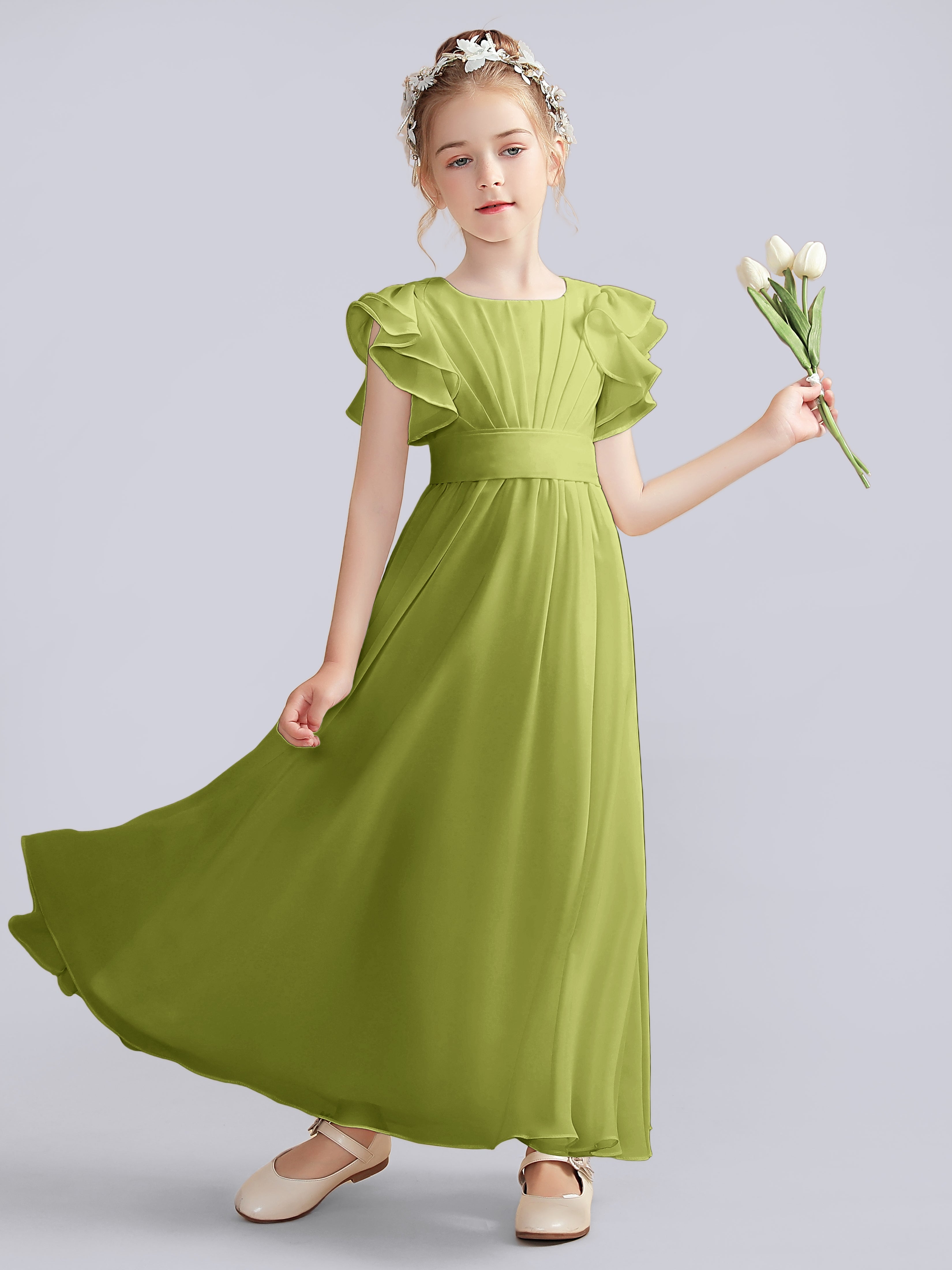 Flutter Crinkle Chiffon Kleid für Junge Brautjungfern