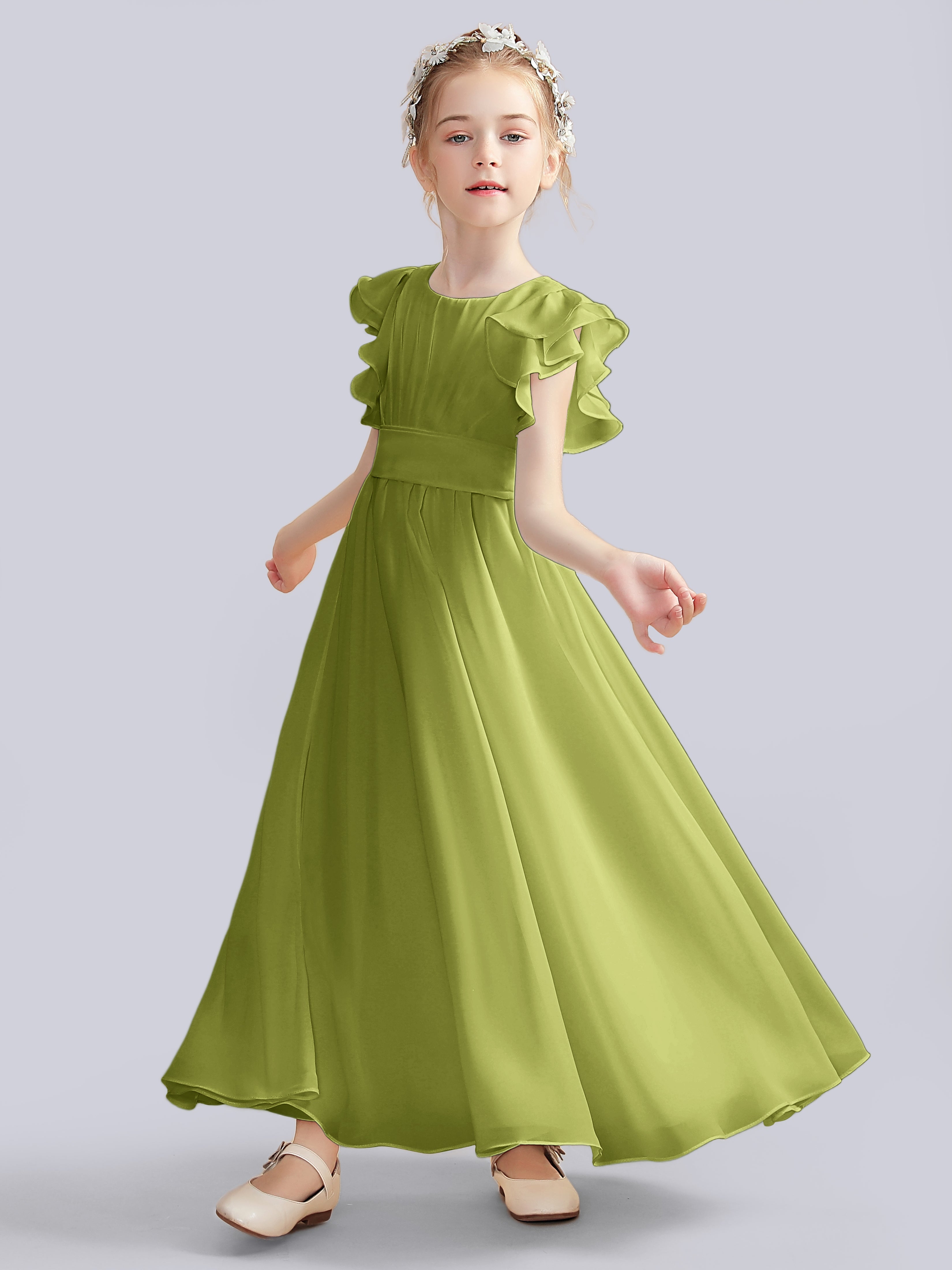 Flutter Crinkle Chiffon Kleid für Junge Brautjungfern