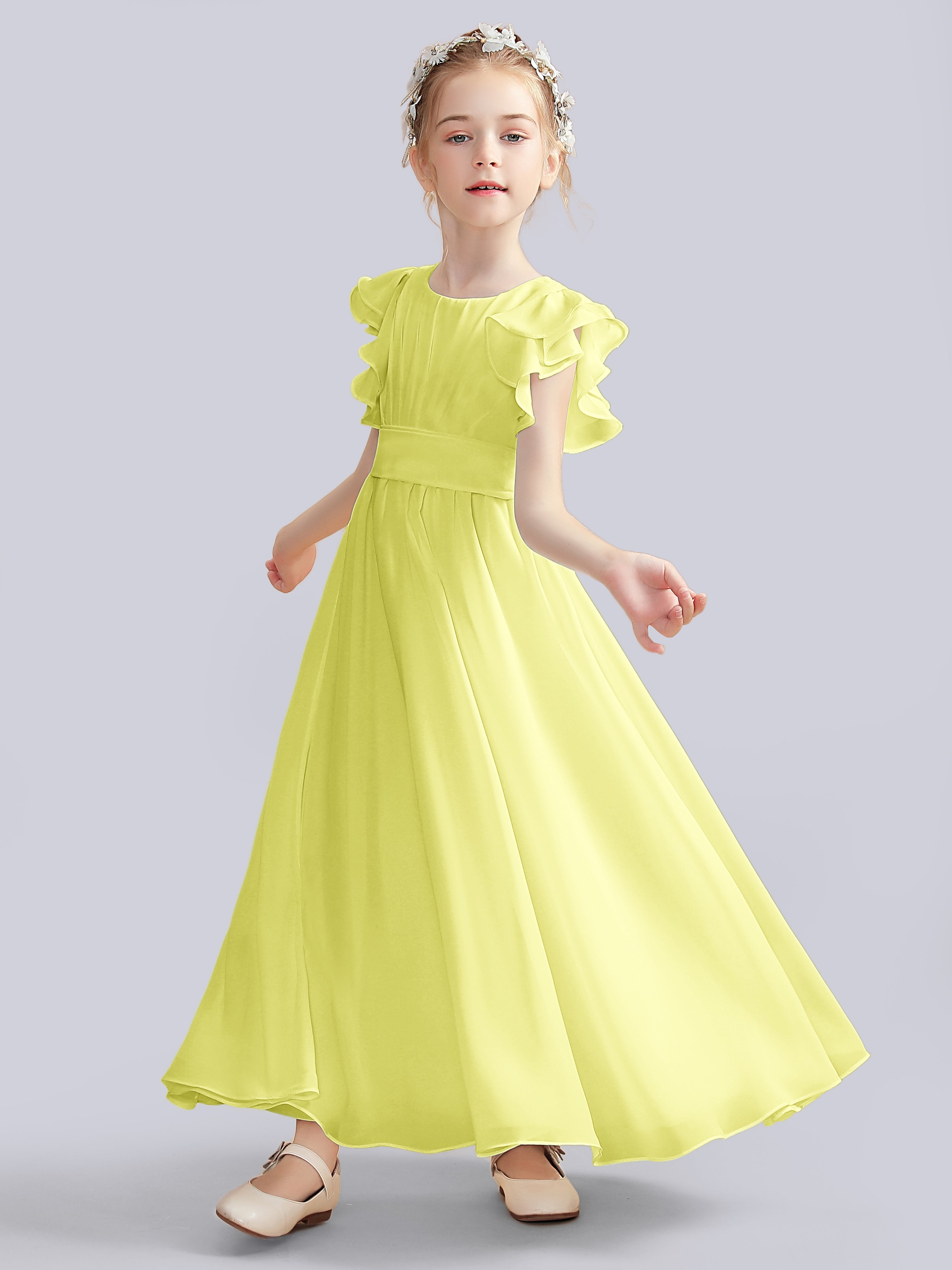 Flutter Crinkle Chiffon Kleid für Junge Brautjungfern