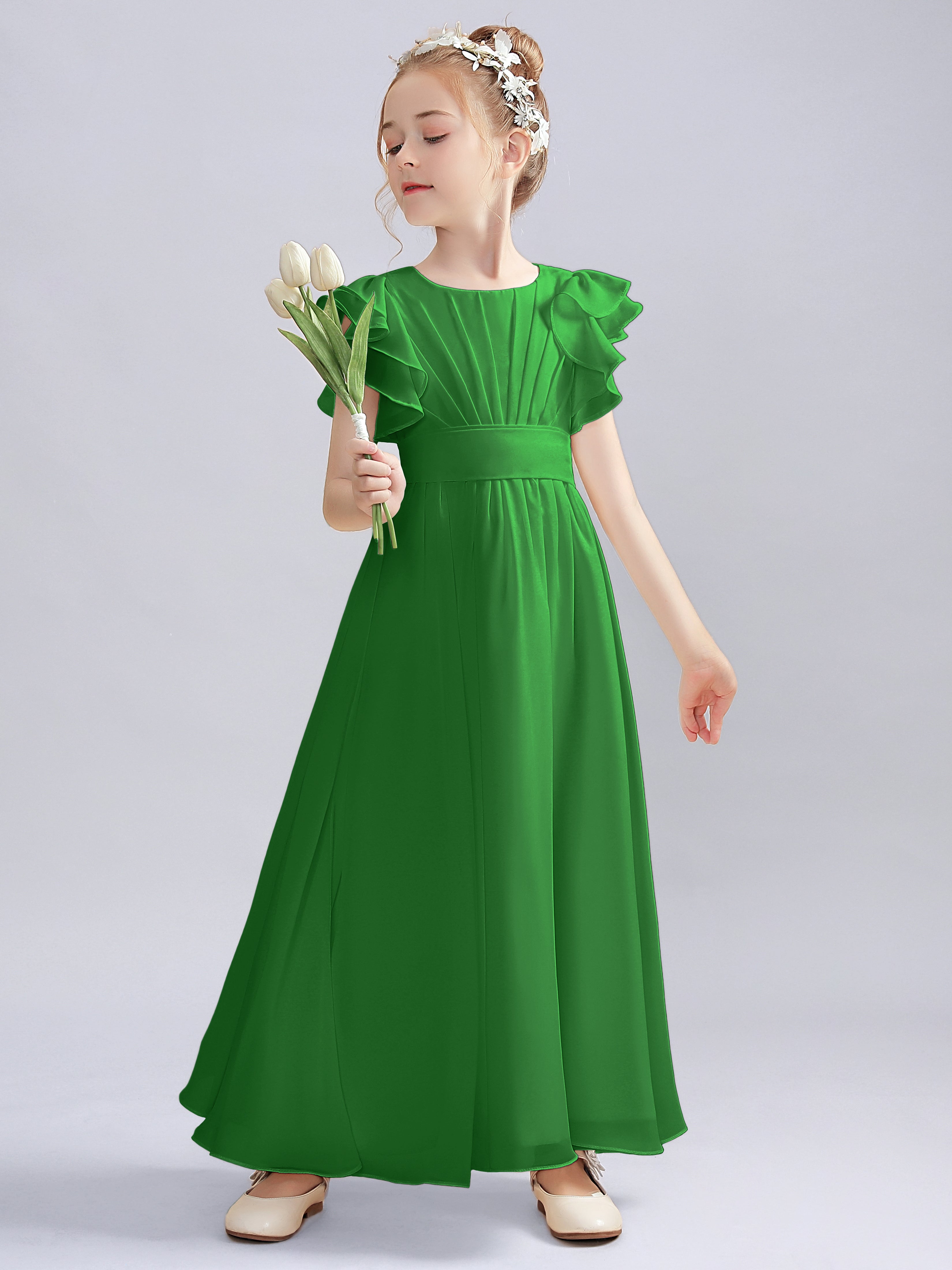 Flutter Crinkle Chiffon Kleid für Junge Brautjungfern