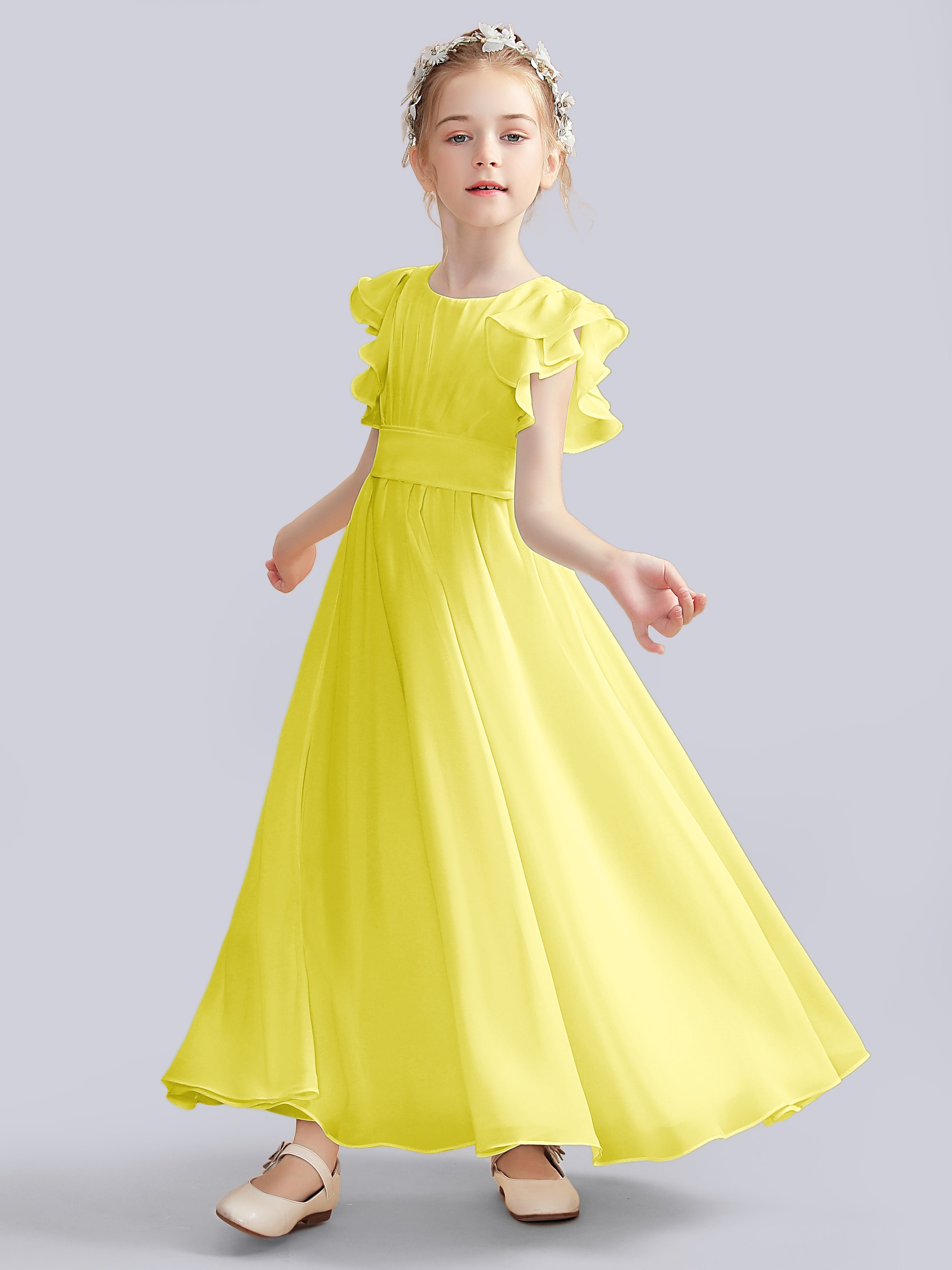 Flutter Crinkle Chiffon Kleid für Junge Brautjungfern