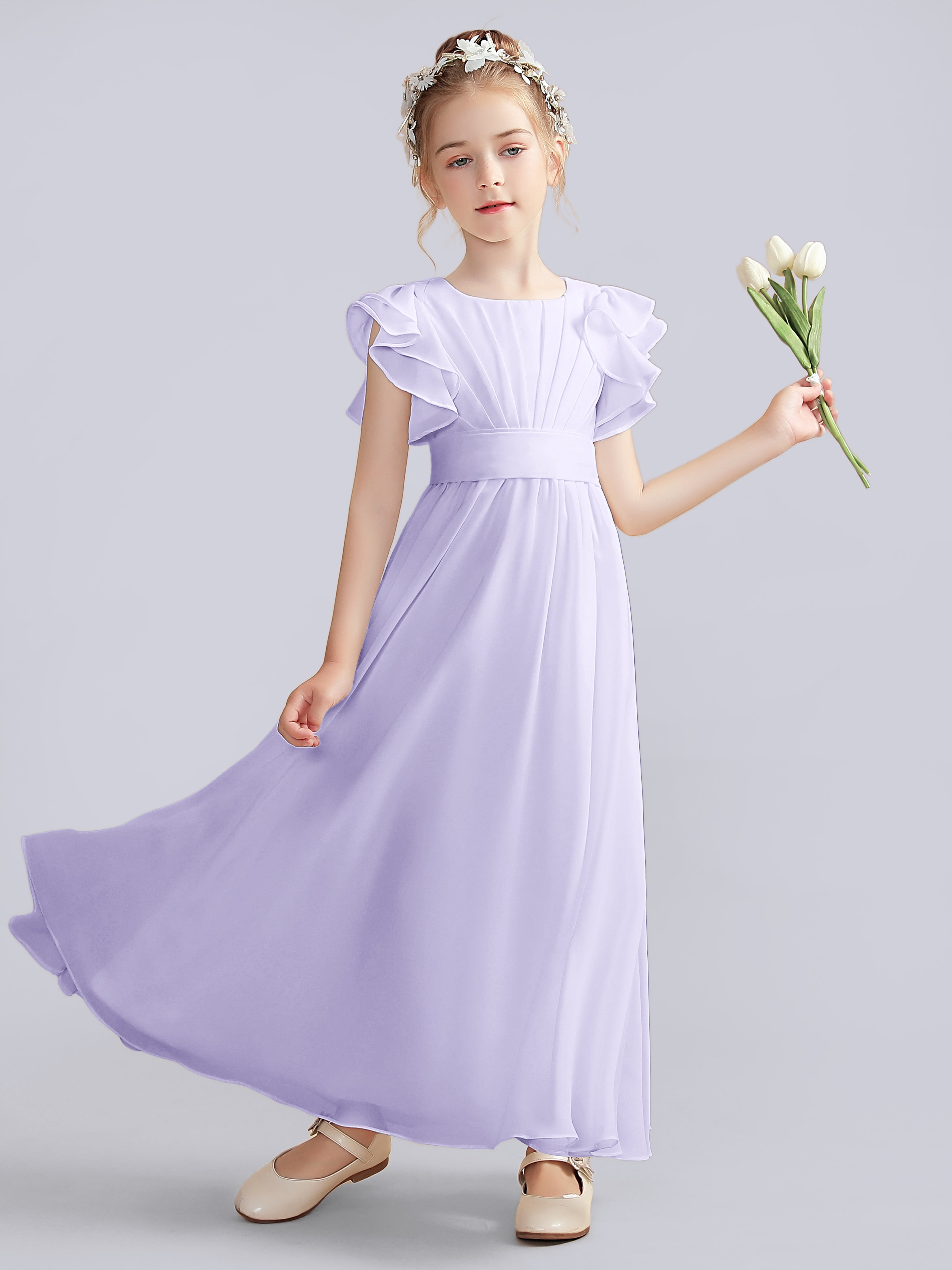 Flutter Crinkle Chiffon Kleid für Junge Brautjungfern