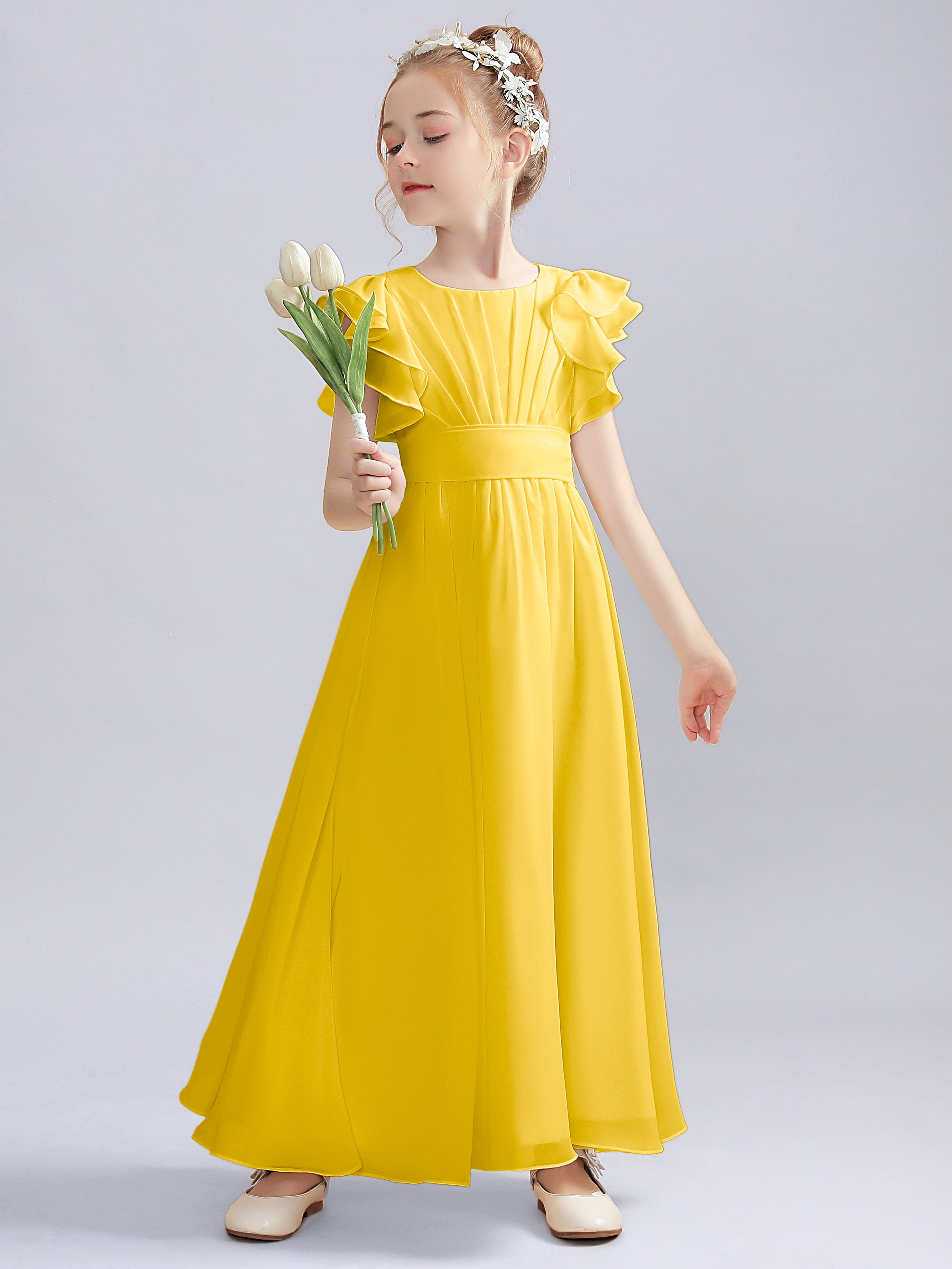 Flutter Crinkle Chiffon Kleid für Junge Brautjungfern