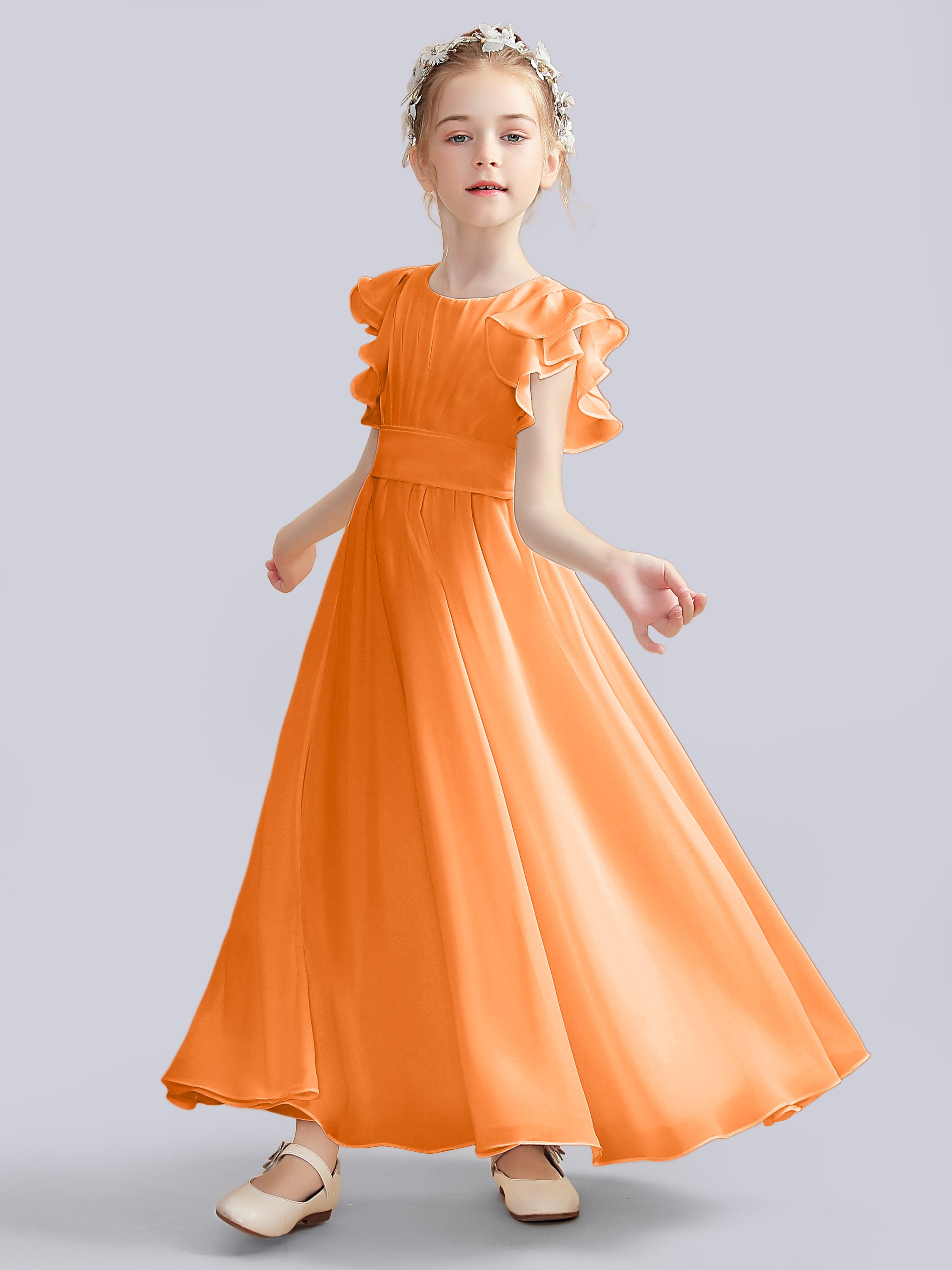 Flutter Crinkle Chiffon Kleid für Junge Brautjungfern