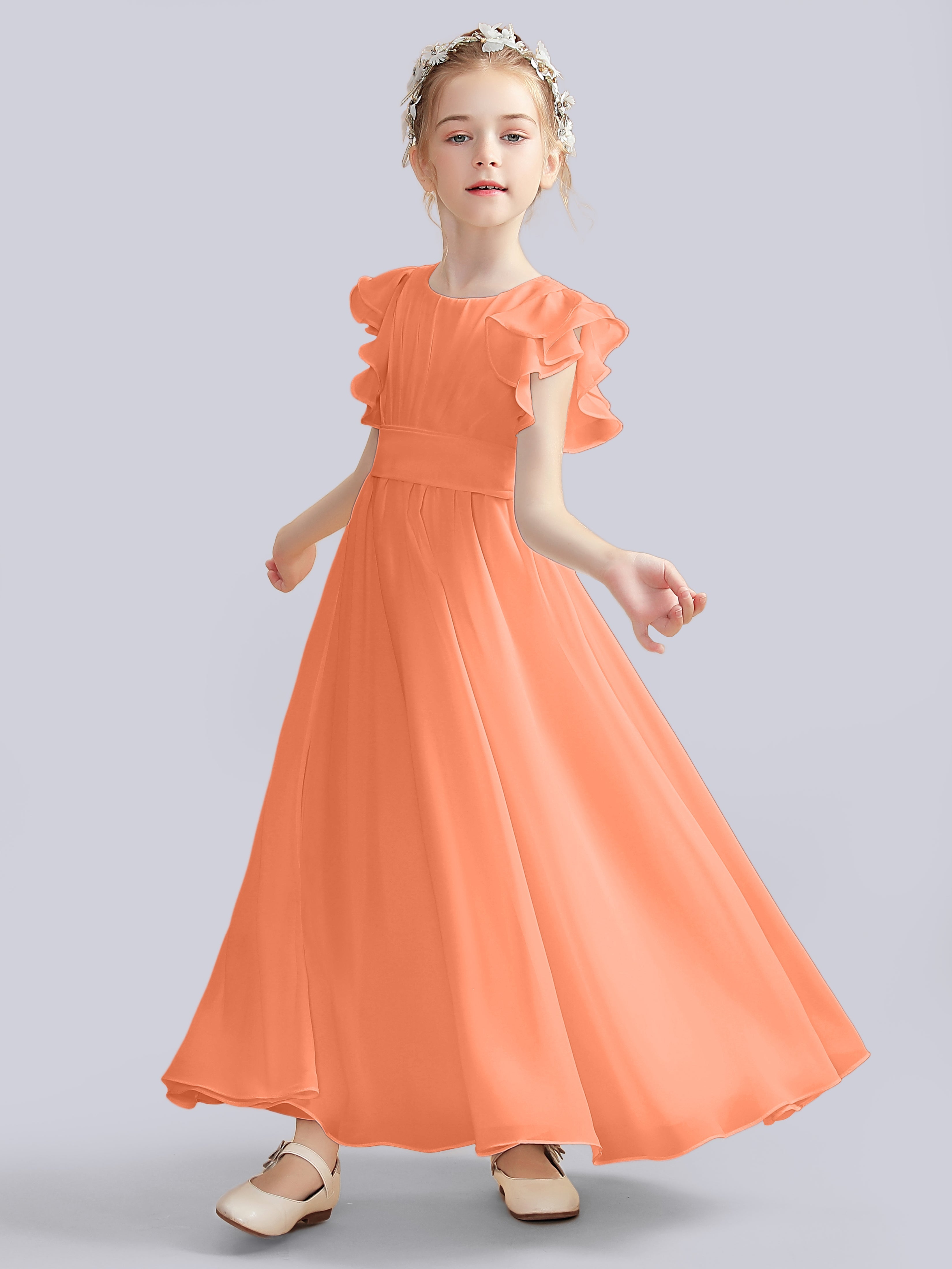 Flutter Crinkle Chiffon Kleid für Junge Brautjungfern