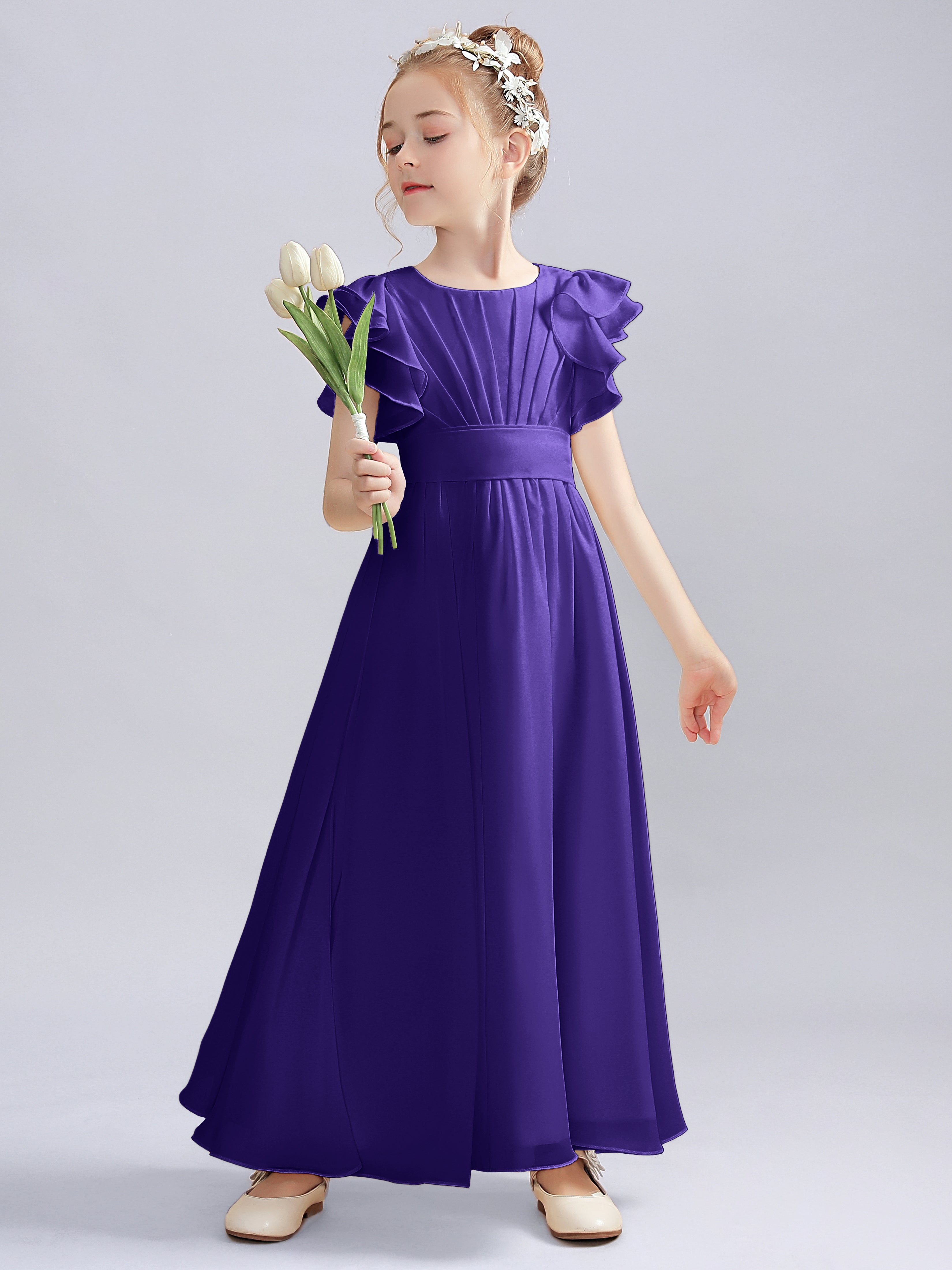 Flutter Crinkle Chiffon Kleid für Junge Brautjungfern