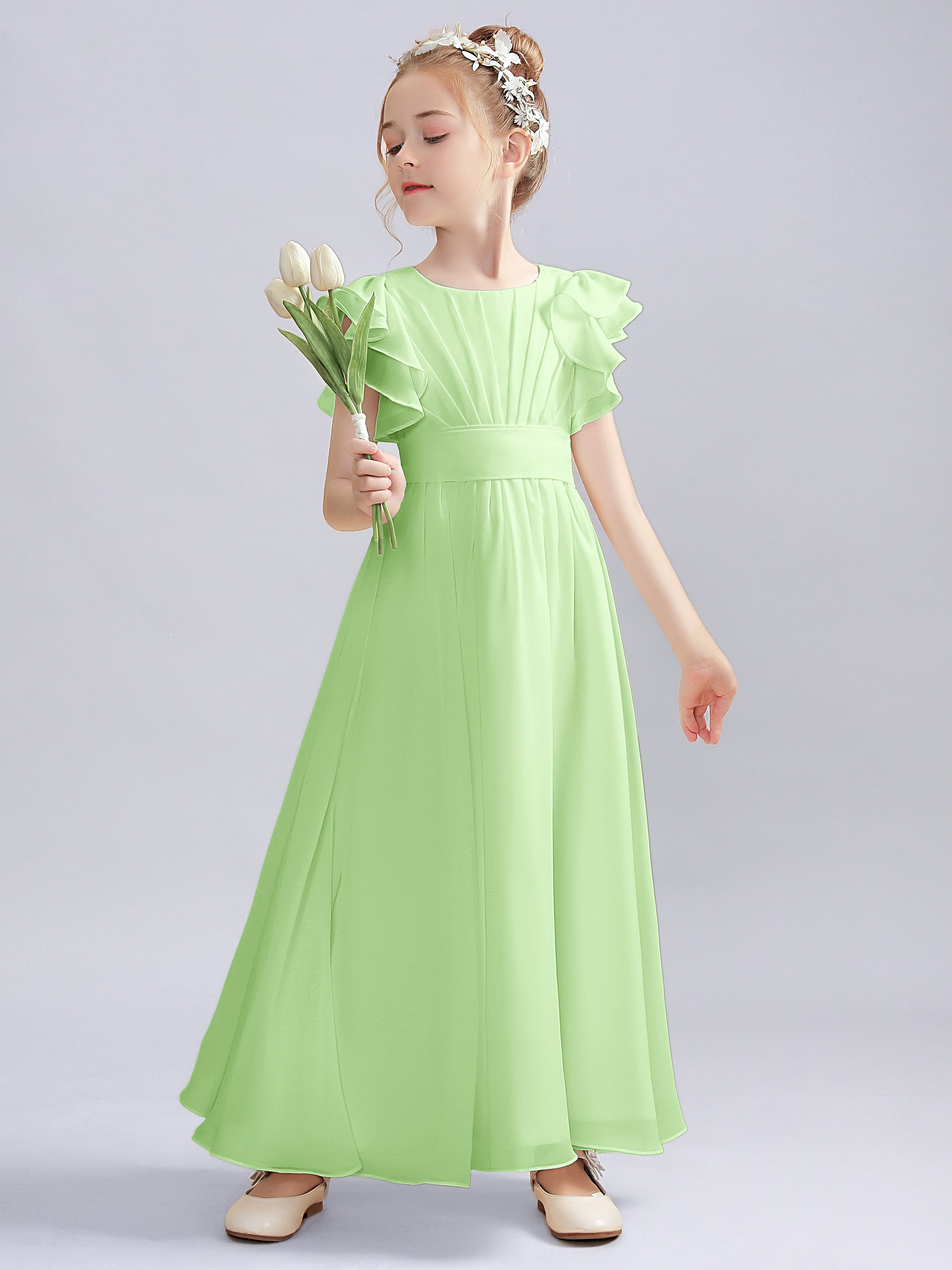 Flutter Crinkle Chiffon Kleid für Junge Brautjungfern