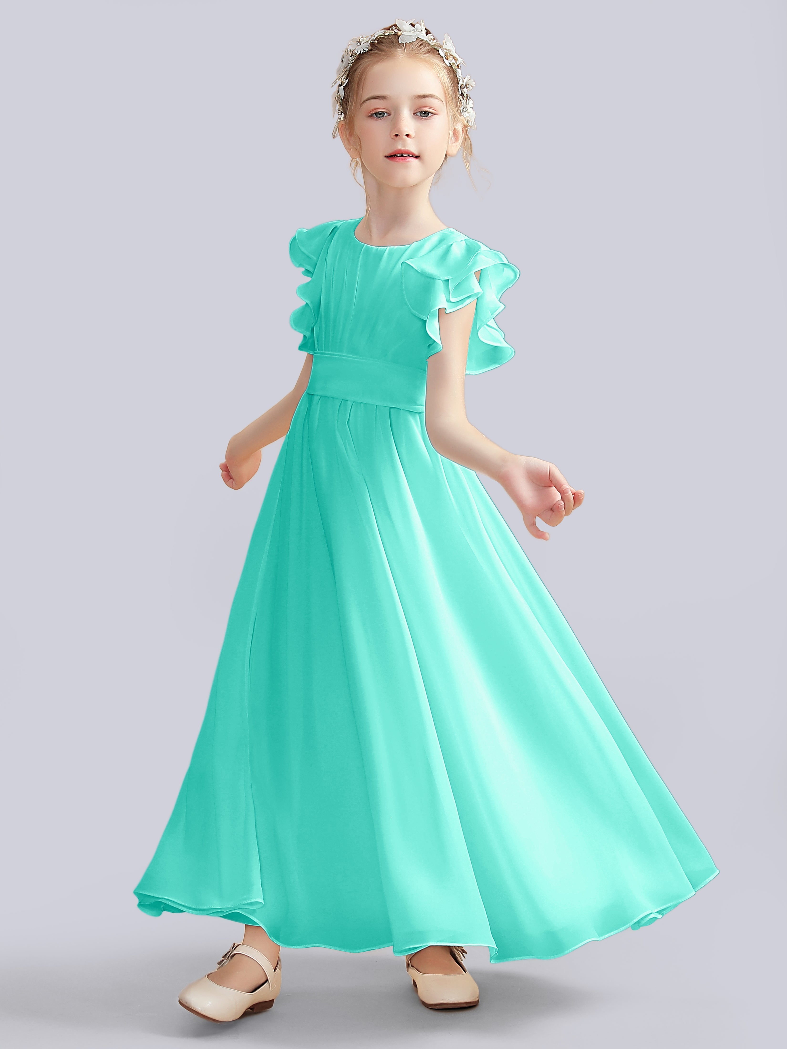 Flutter Crinkle Chiffon Kleid für Junge Brautjungfern