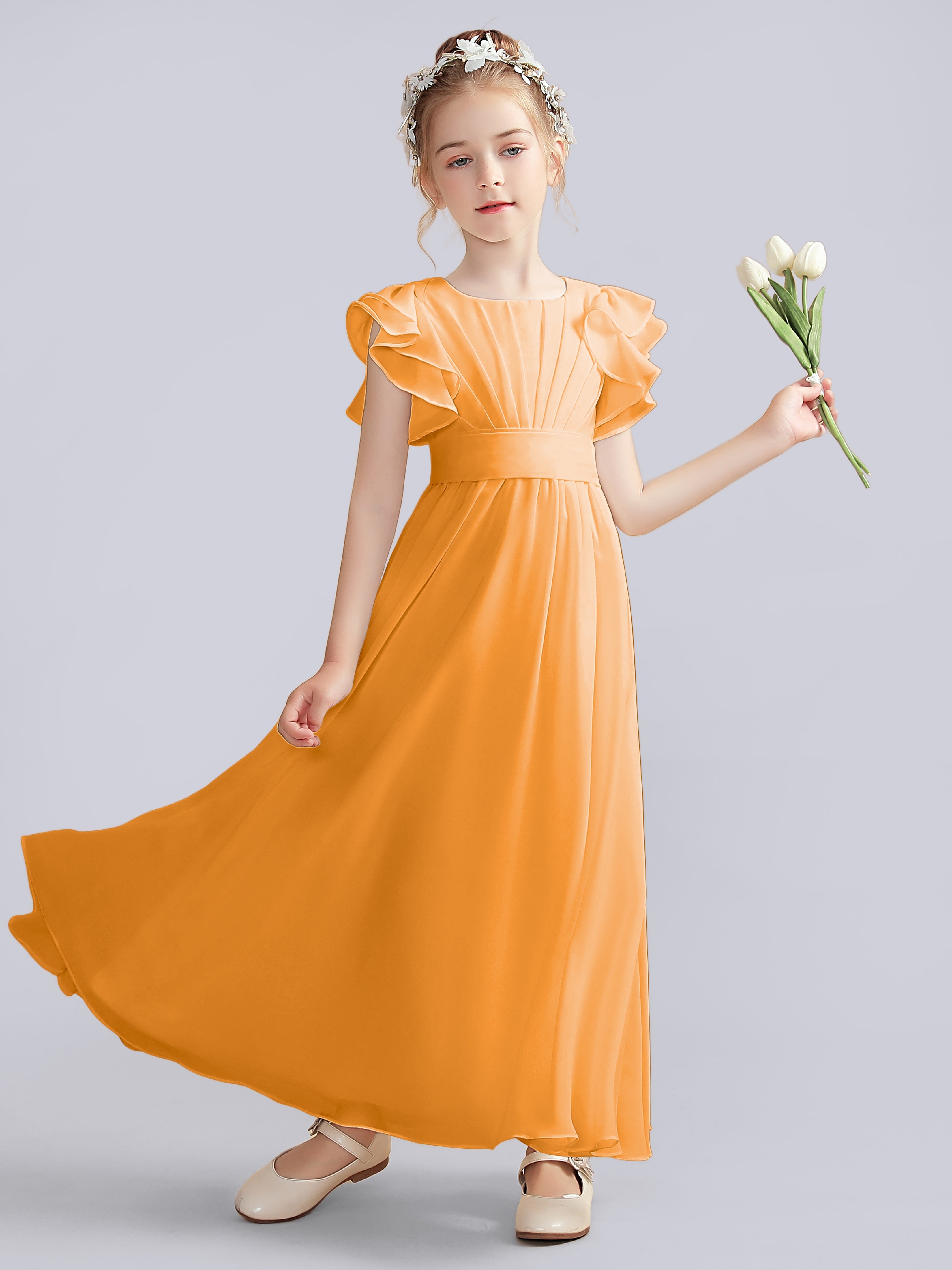 Flutter Crinkle Chiffon Kleid für Junge Brautjungfern