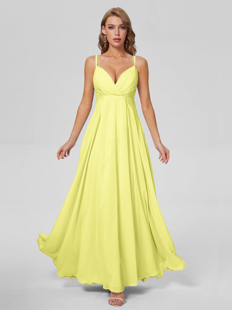 Laila Klassische Spaghettiträger Chiffon Brautjungfernkleider