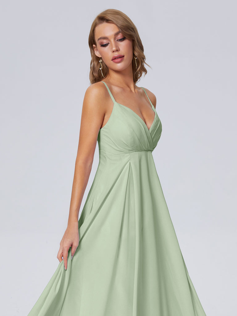 Laila Klassische Spaghettiträger Chiffon Brautjungfernkleider